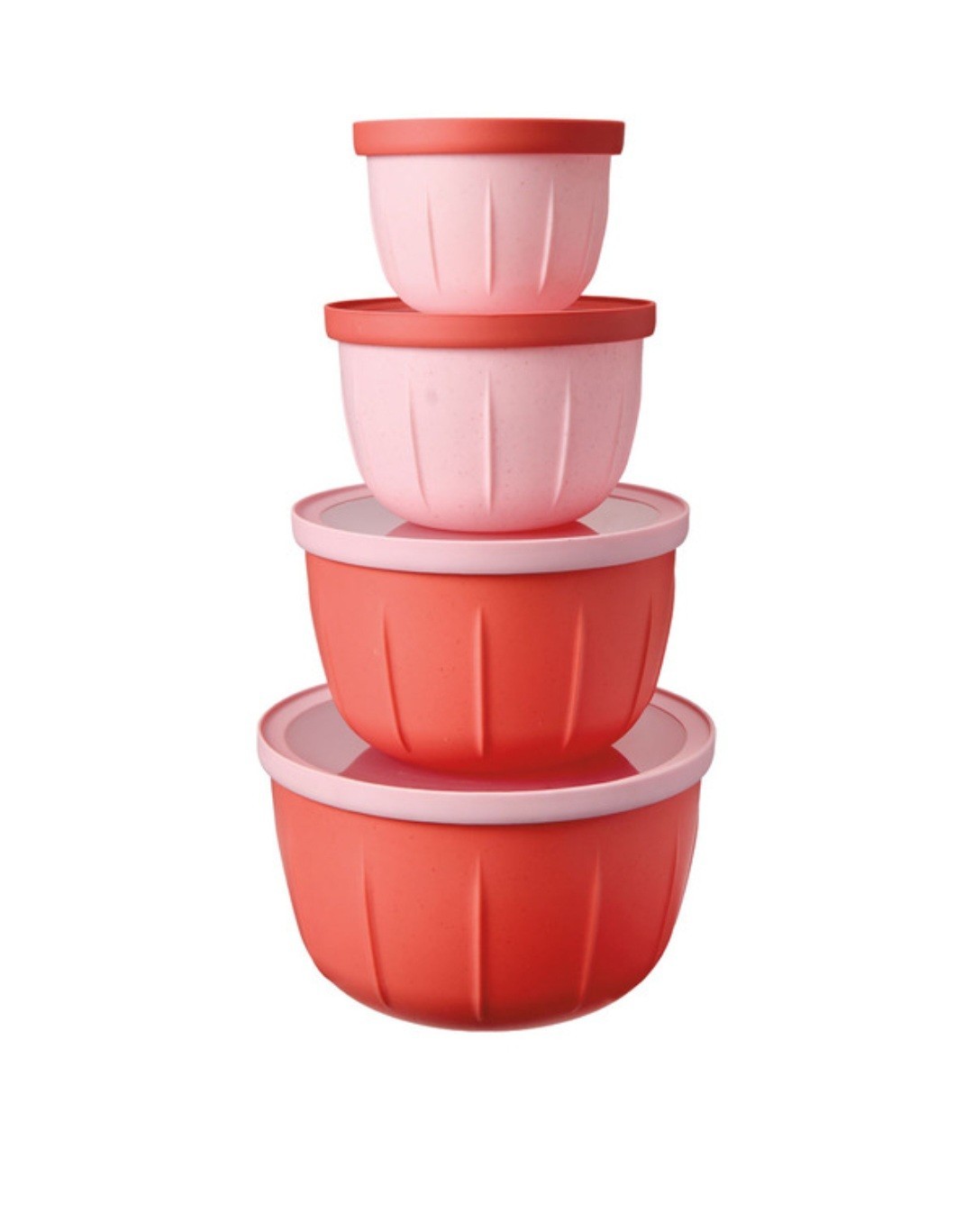 Crofton Tall Nesting Bowl Set 8-Piece Lobster Red Plastic Snap Lids