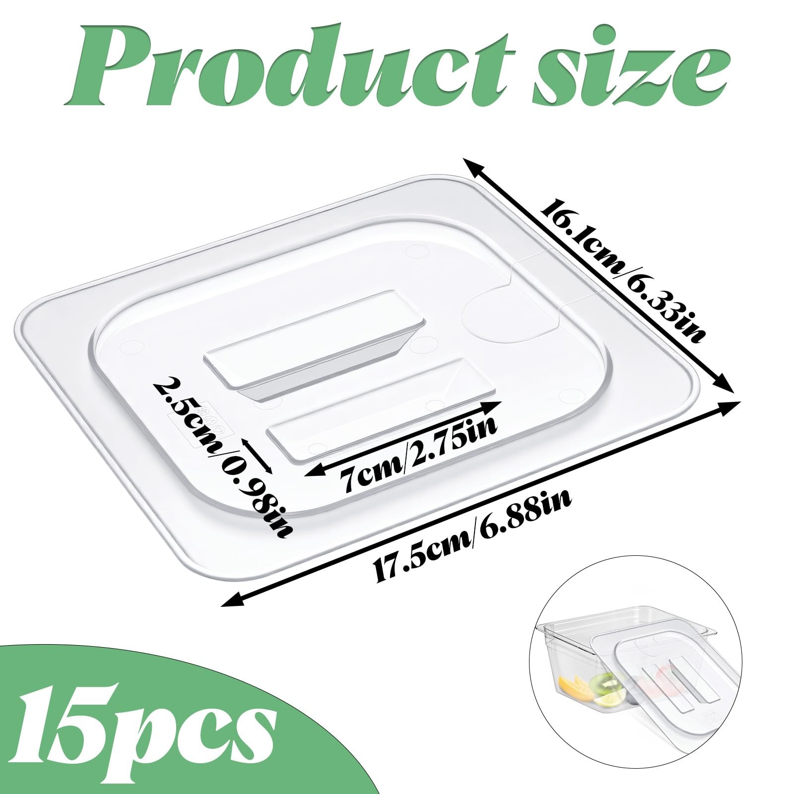 Universal Polycarbonate Food Pan Lids Covers with Handle, 1/6 Size Clear