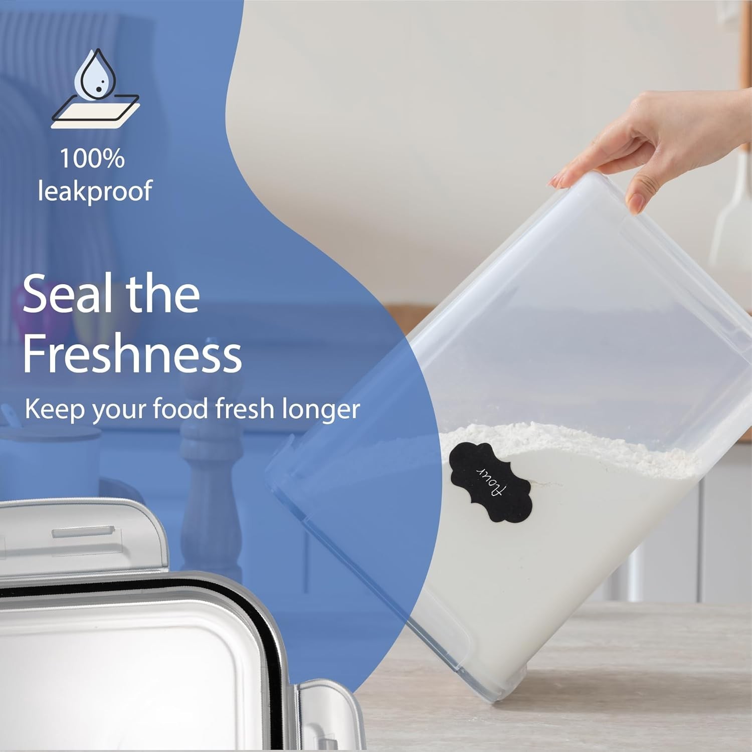 Airtight Food Storage Containers with Measuring Cups, Set of 2, 9.5L, 320Oz, …