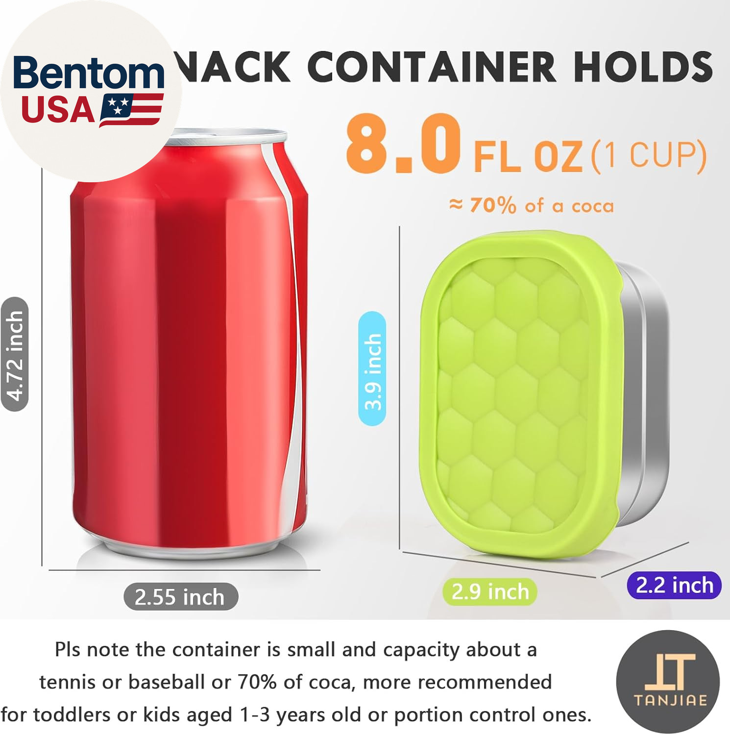 4Pack 8Oz Small (1 CUP) Stainless Steel Snack Containers for Kids | Reusable Eas