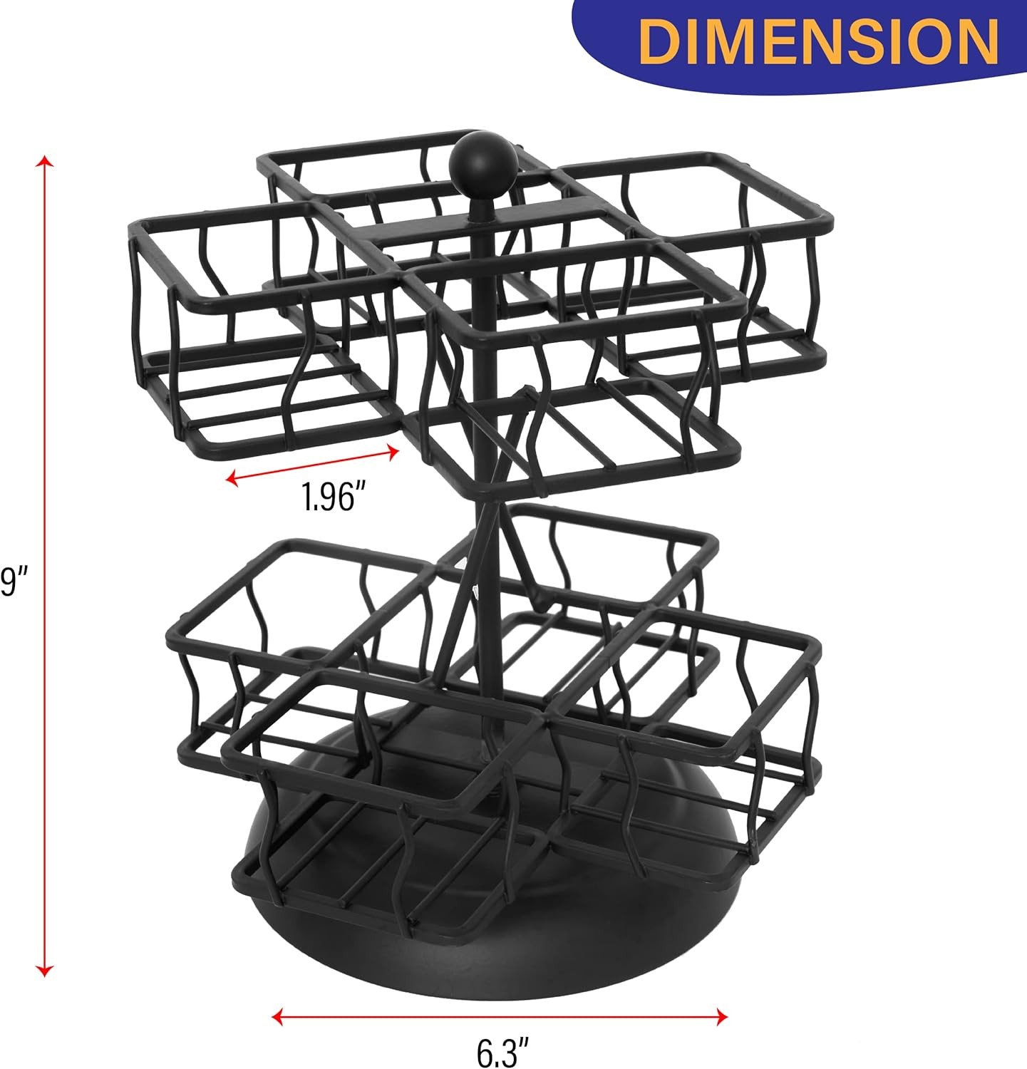 NHZ Tea Bag Storage and Organizer, Holder Black Powder Coated