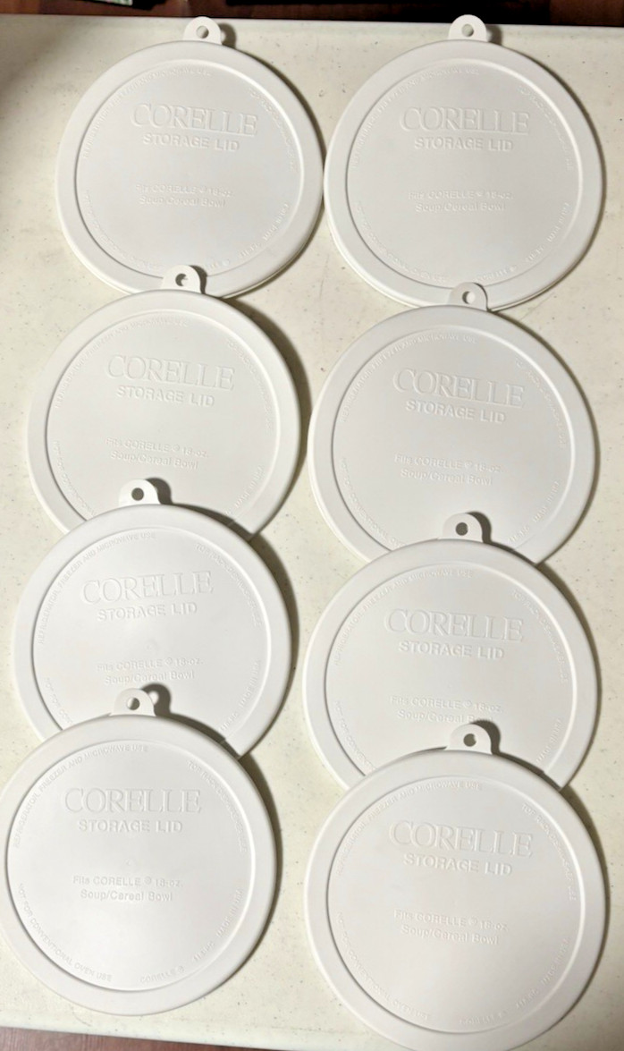 Set of 8 Corelle Plastic Storage Lids for 18 oz Soup / Cereal Bowl 418-PC 6-1/4″