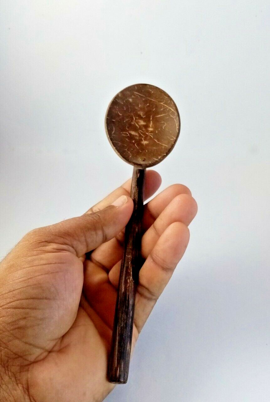 Salt Container with Spoon Coconut Shell Handmade Kitchen Zero Waste Eco-friendly