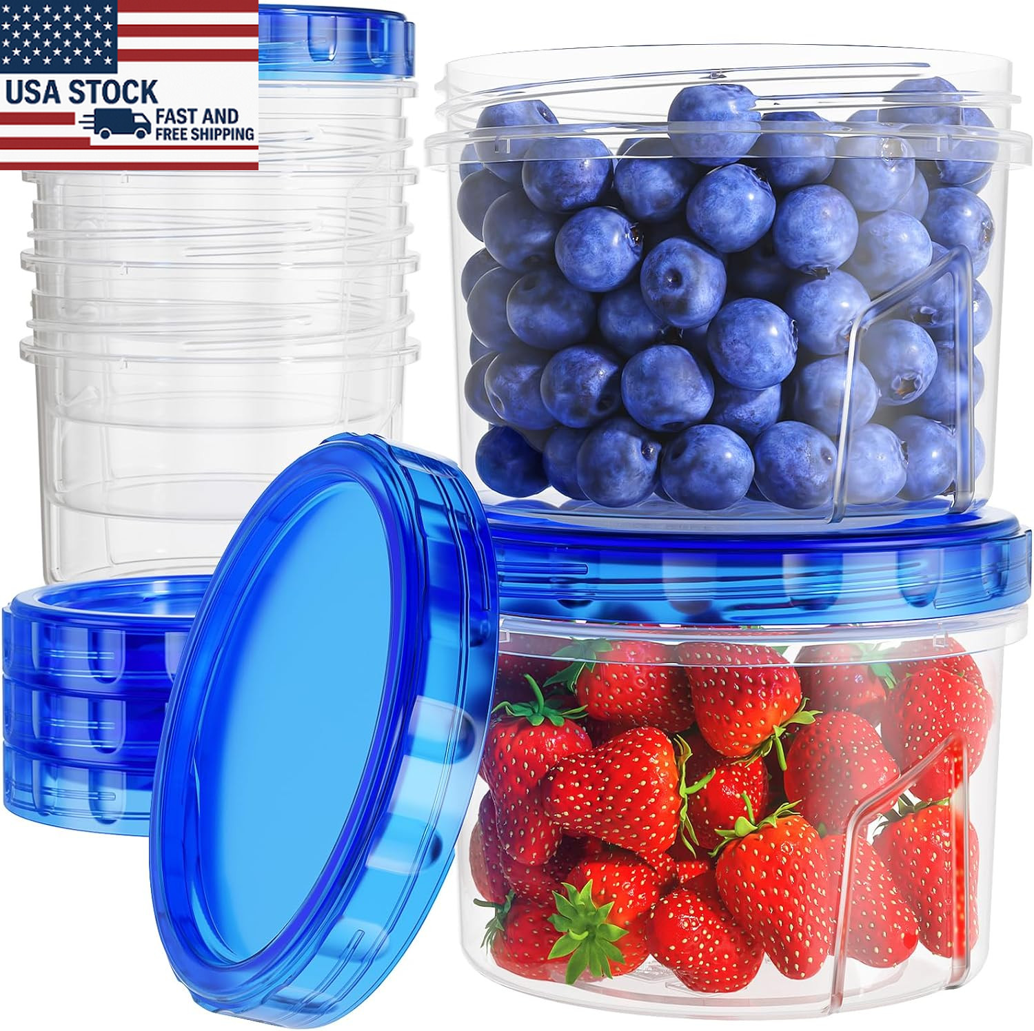 6 Pack 16oz Airtight Food Storage Containers Twist Top Lids Leakproof BPA Free