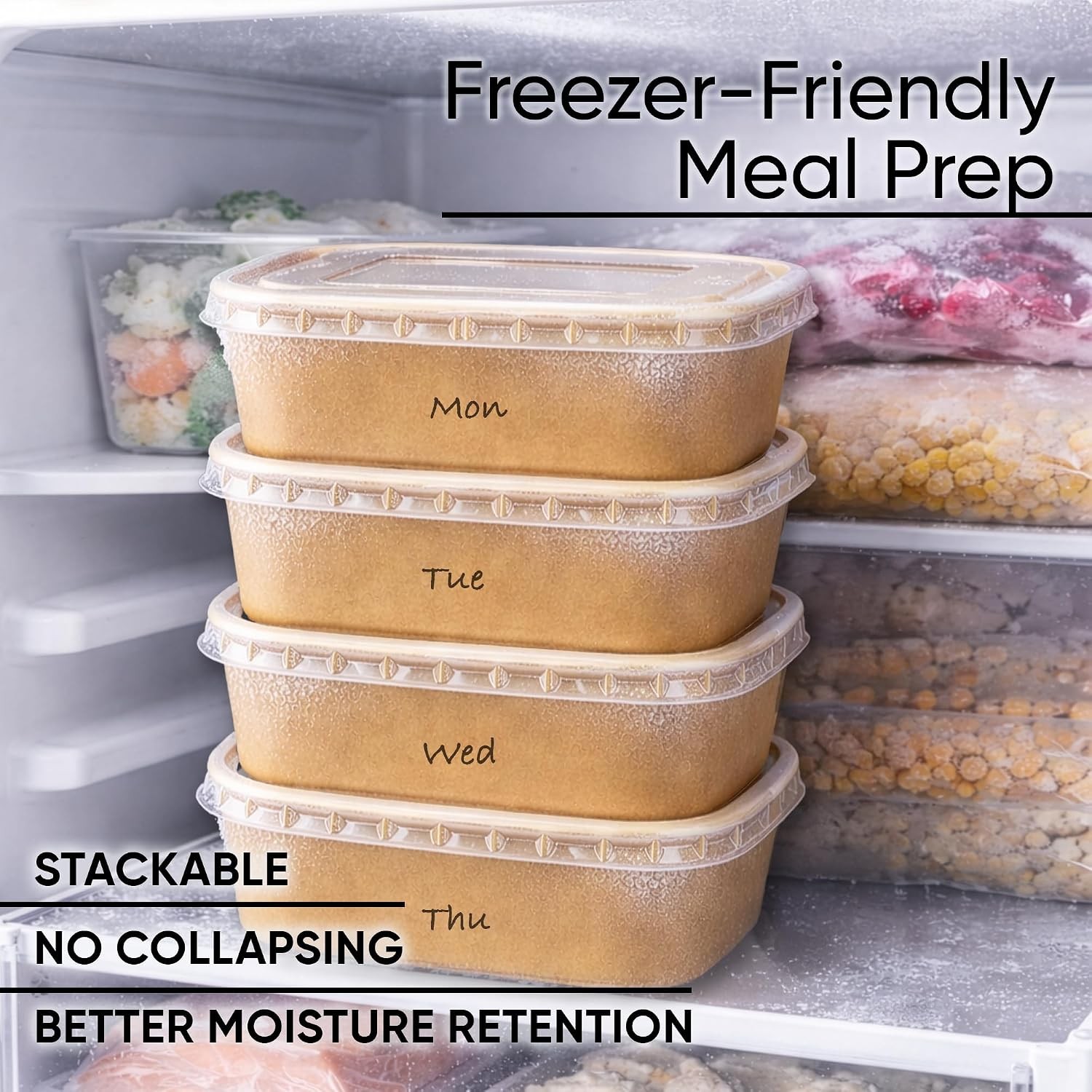 50 Pack 29Oz Disposable Meal Prep Containers W/ Lids Microwave & Freezer Safe