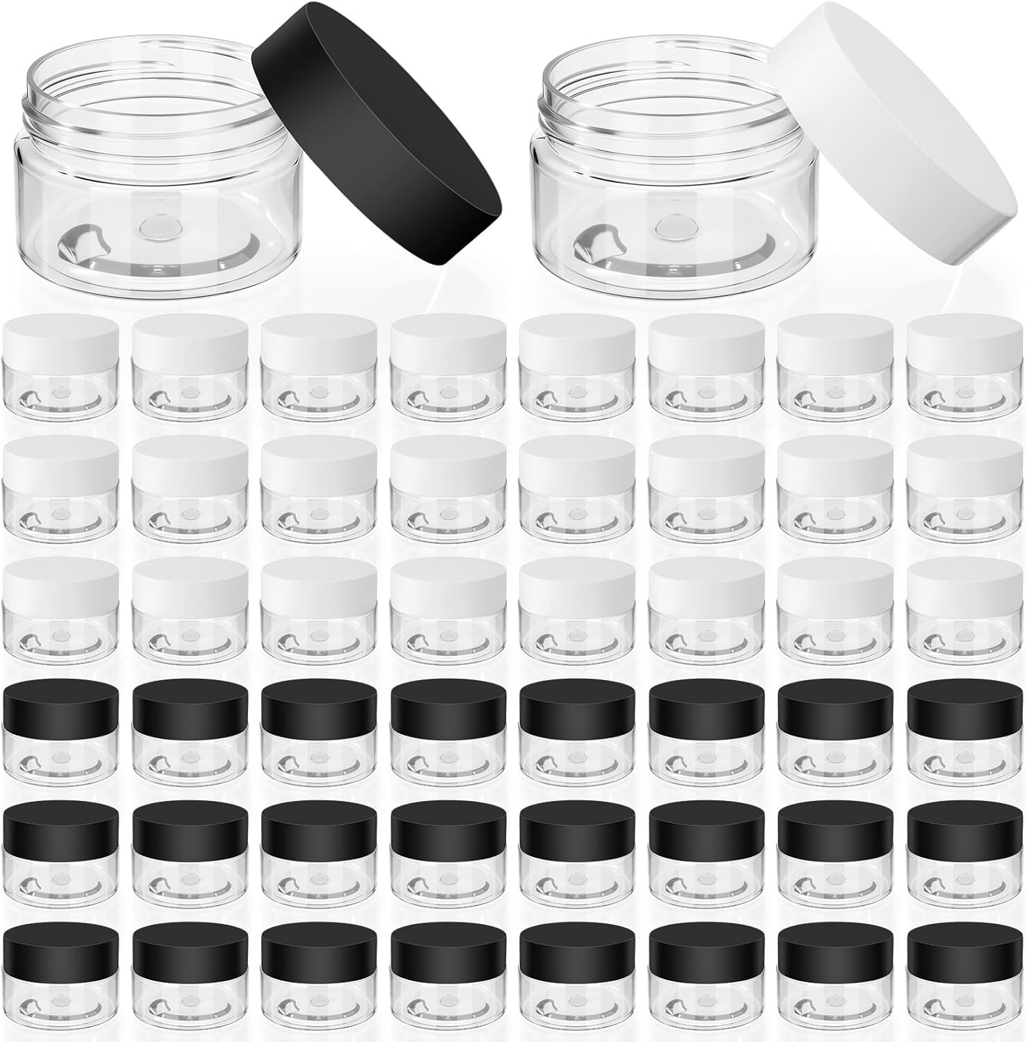 100 Pcs 1 Oz Plastic Containers with Lids, Clear round Leak Proof Cosmetic Ja…