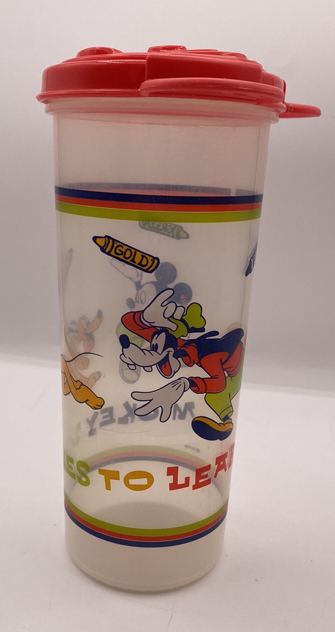 Tupperware Mickey & Minnie Mouse School Day Cup Set with Mickey Lids Lot of 3