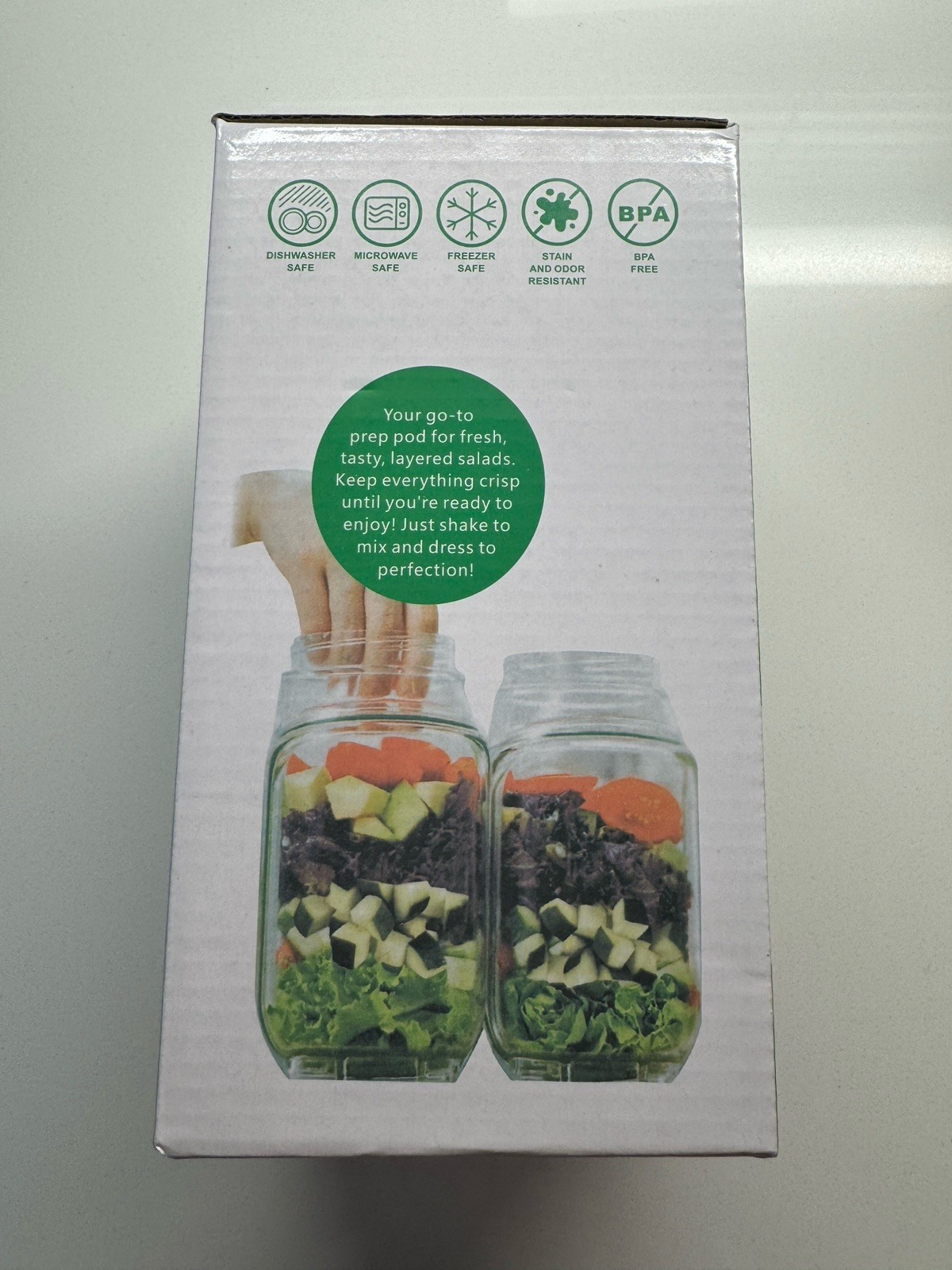 SALADkind Portable Salad Pod; BPA free; dressing compartment; Leakproof lid NIB