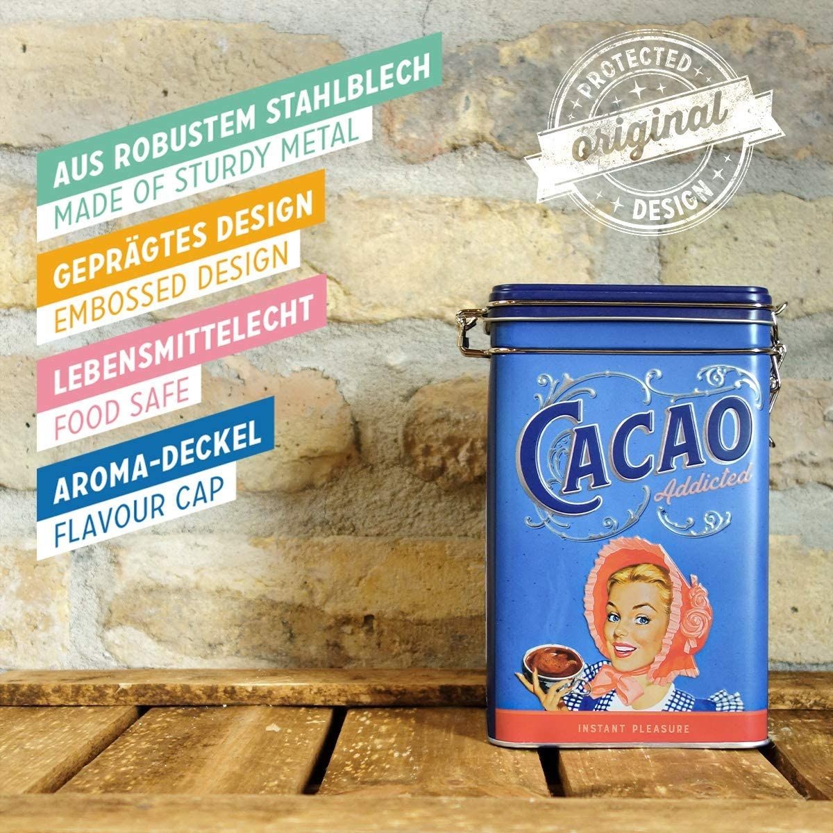 Nostalgic-Art – Metal Food Coffee Storage Tin Container Box- Cacao Addicted
