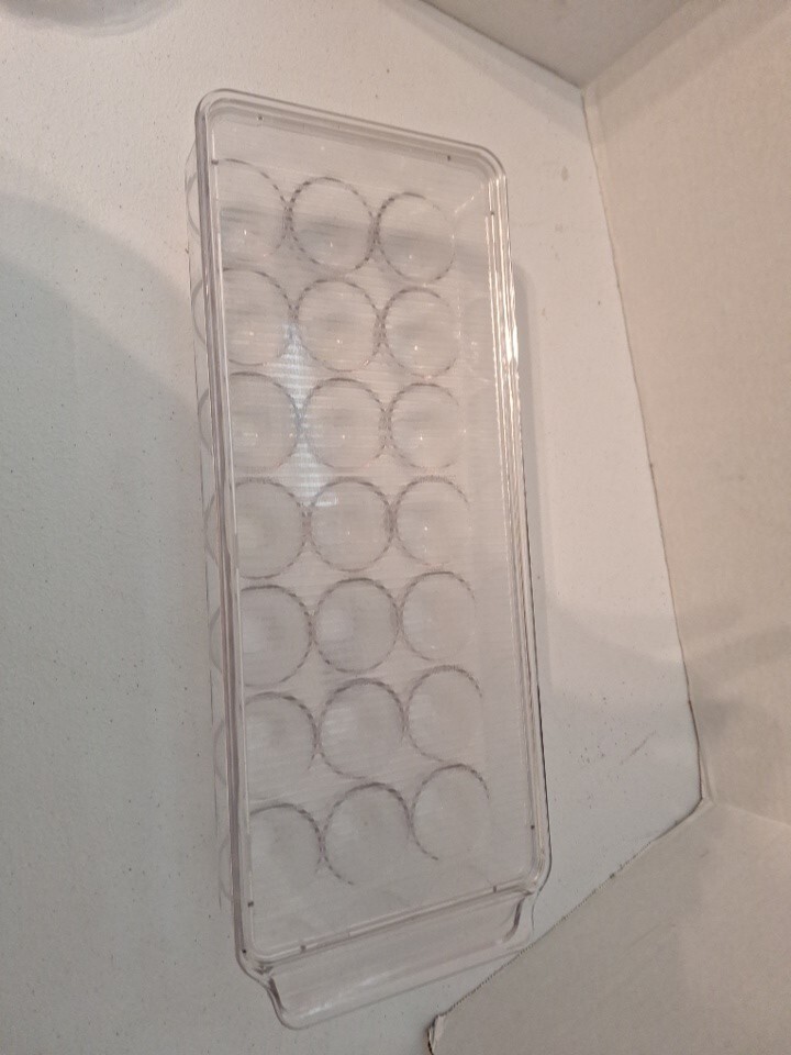 21 Egg Container For Refrigerator With Lid Clear Plastic 6.5” X 16”