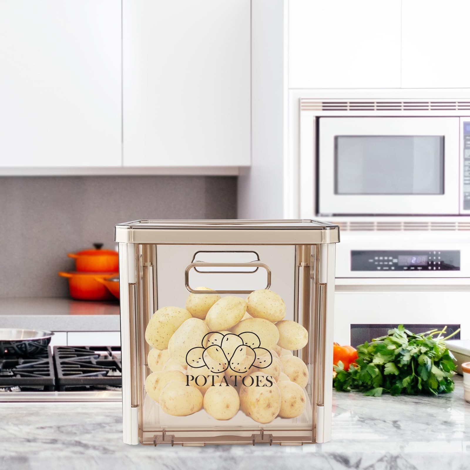 Xbopetda Potato Storage Bin With Lid and Handle – Stackable Container for Oni…