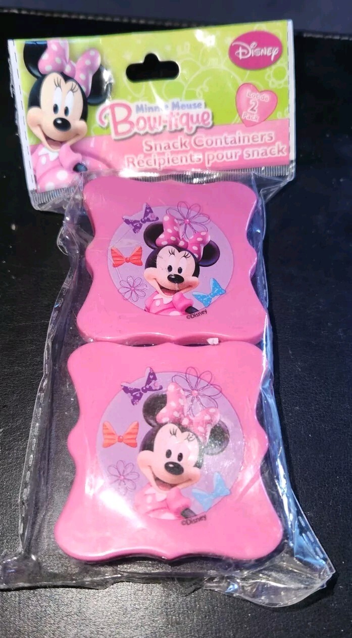 NIP 2 Minnie Mouse Disney Bow-Tique Plastic Snack Contaniers MMLR-6610
