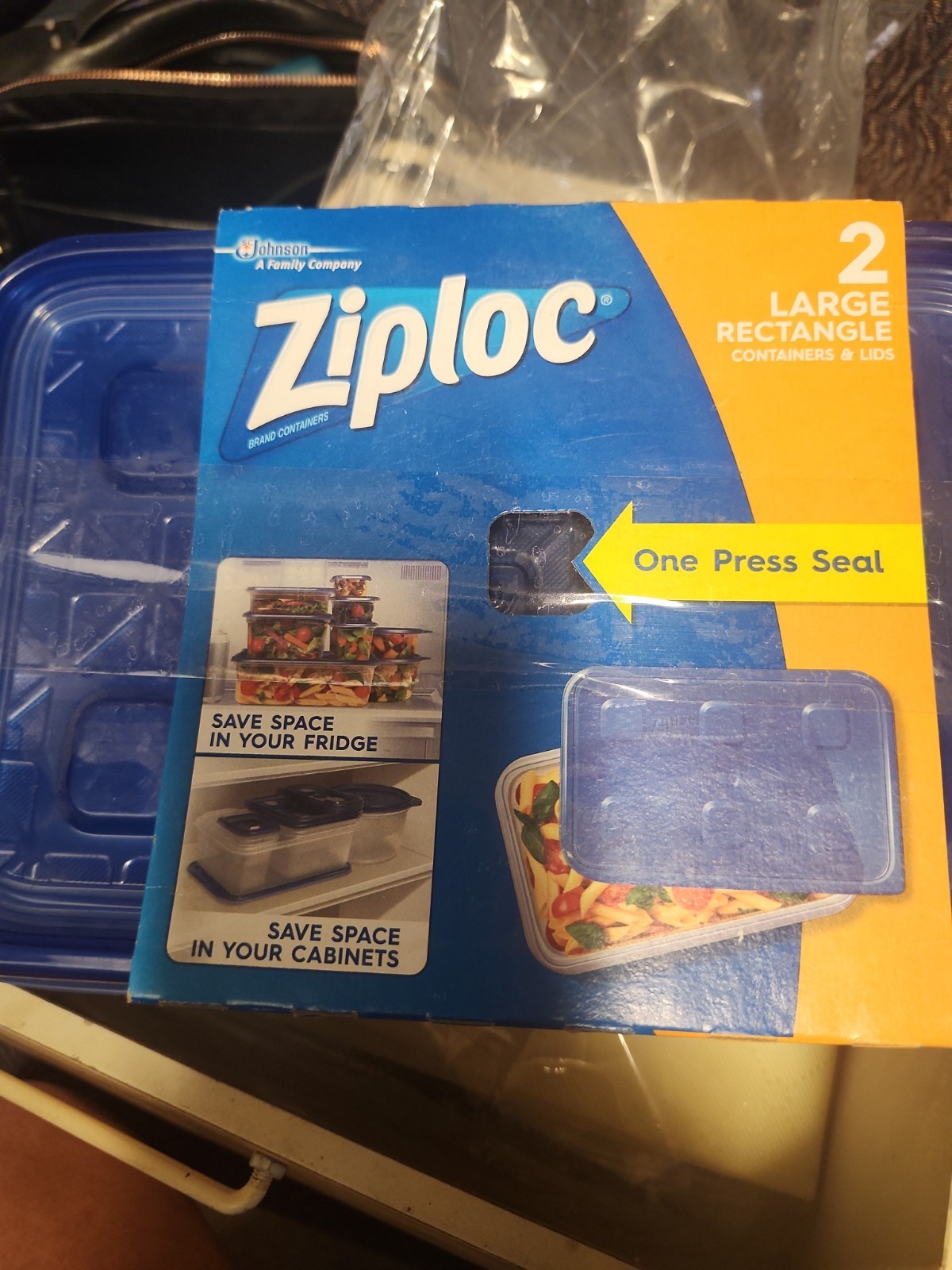 2 Ziploc Storage Containers Rectangle 2 Containers 2.25 QT Food Storage