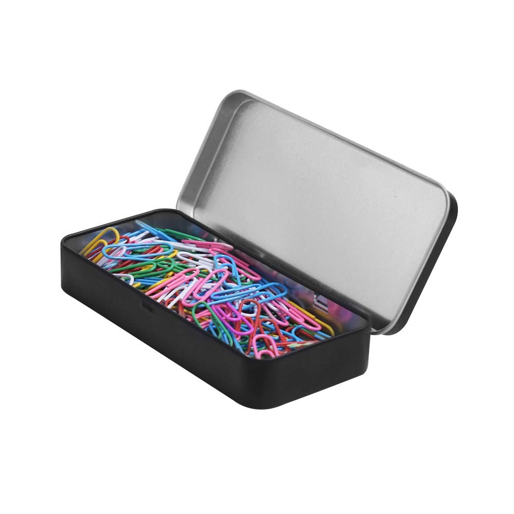 Metal Rectangular Hinged Tin Boxes Lid Black Portable Storage Model 128 4 PCS