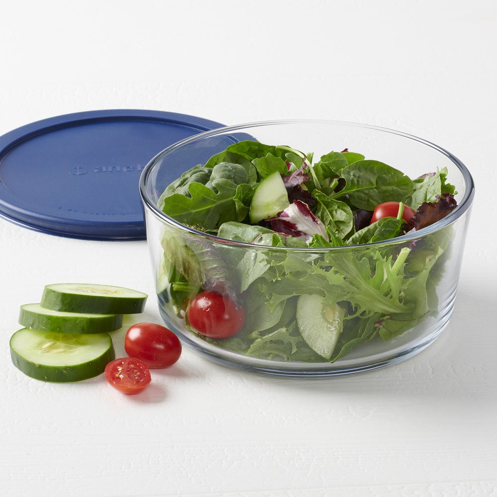 Clear Round Glass Food Storage Bowl with Lid Microwave & Freezer Safe Container