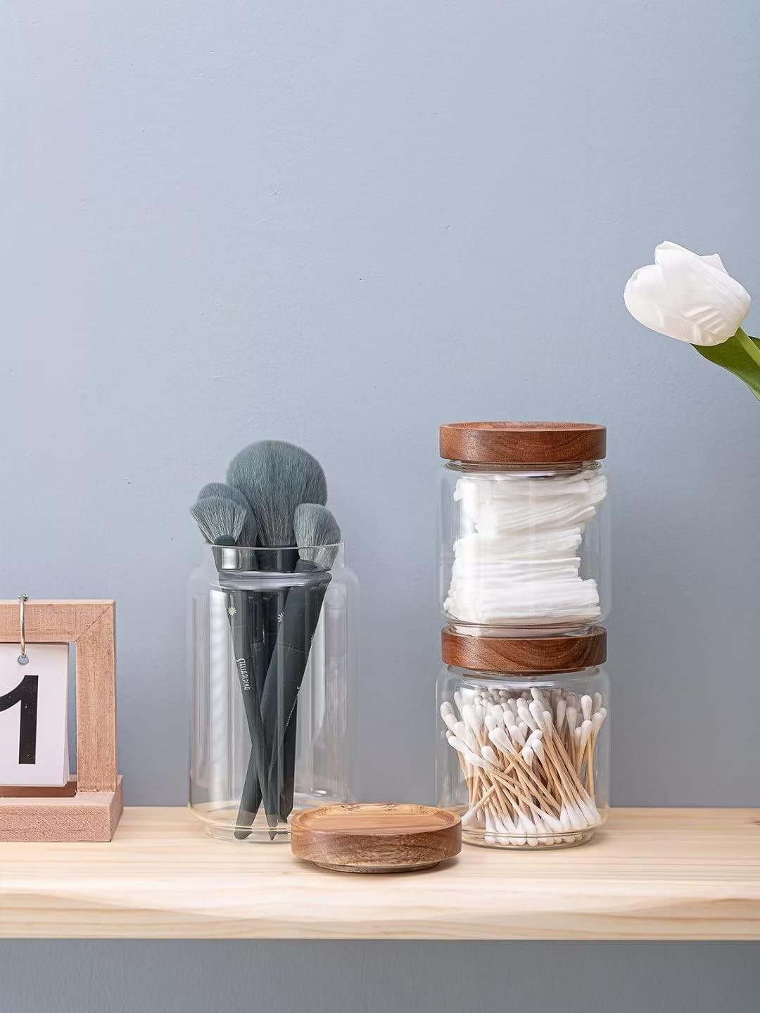 Airtight Glass Canisters Set of 5 with Bamboo Lids for Fresh Food Storage