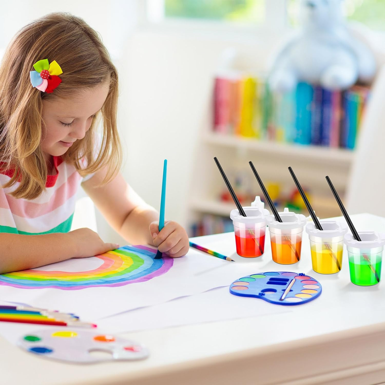 12 Packs No Spill Paint Cups with Lids for Kids Reusable Spill Proof Paint Cups