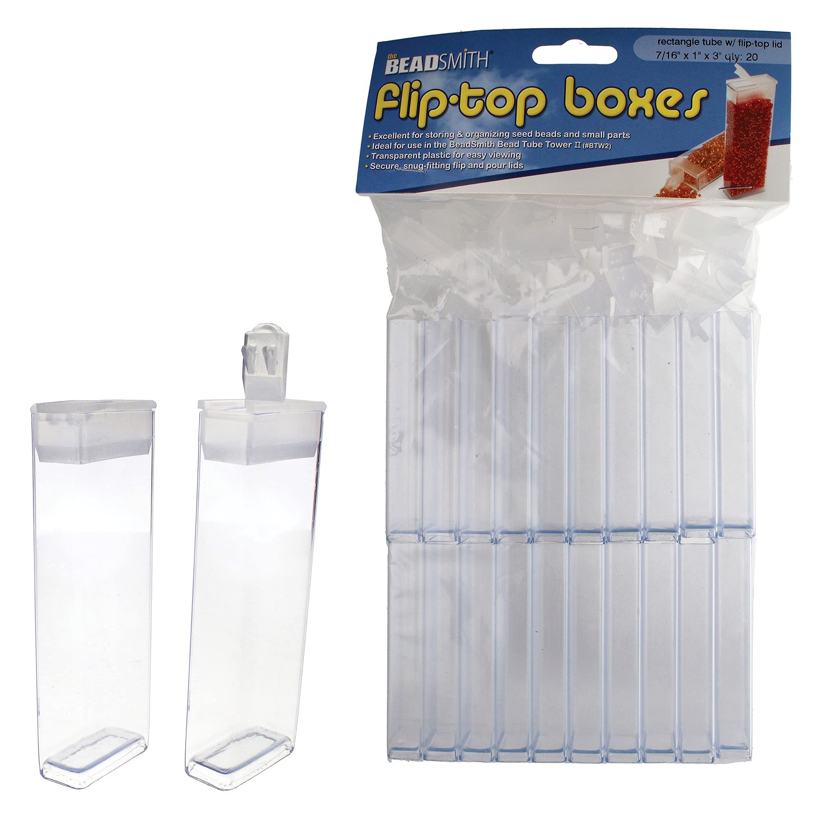 Clear Plastic Boxes Rectangle with a Flip Top Cap 7/16” x 1” x 3” Use for …