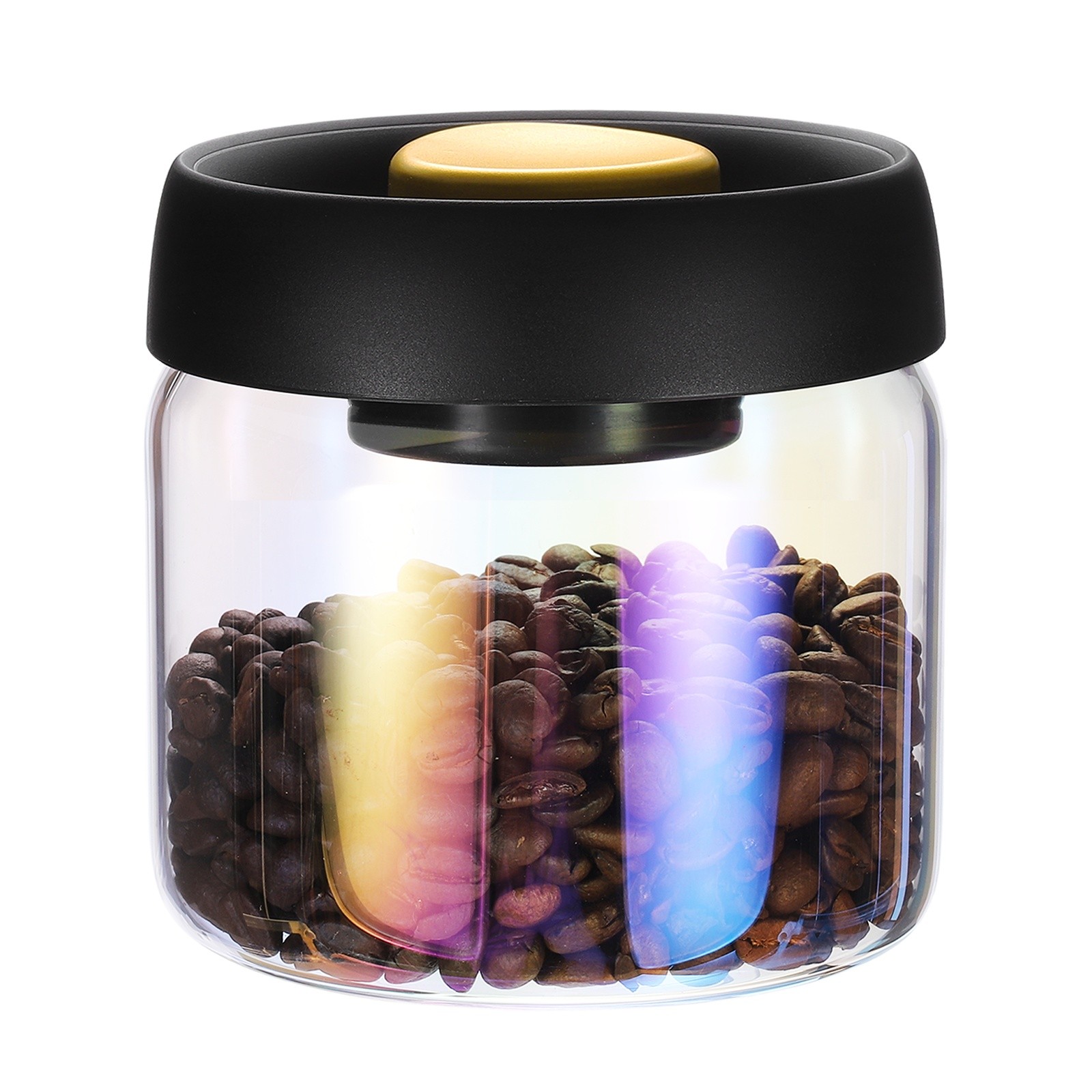 Vacuum Glass Coffee Canister 17.6 oz for Tea, Coffee Beans, Iridescent