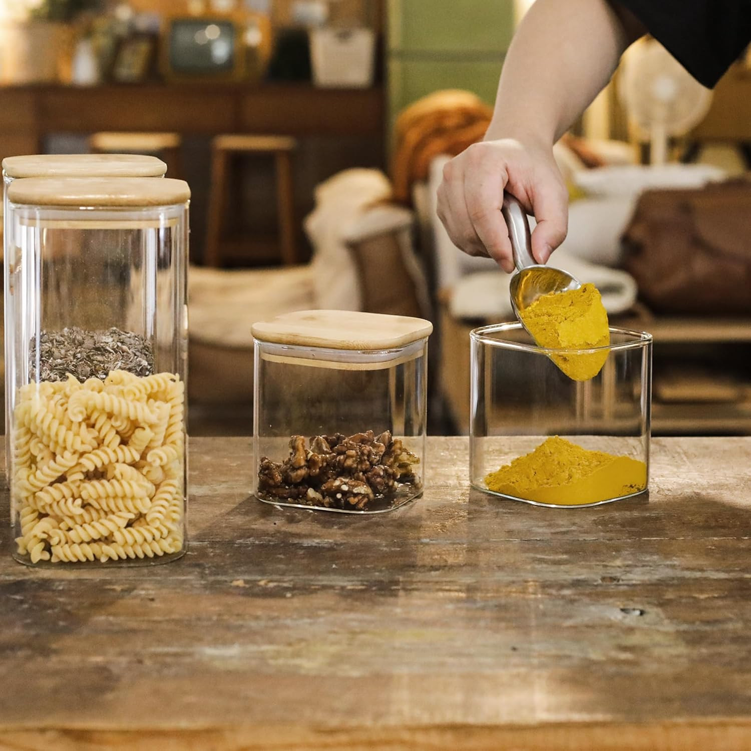 12-Pack Glass Pantry Storage Containers with Bamboo Lids (0.76Qt/1.22Qt/1.67Qt)