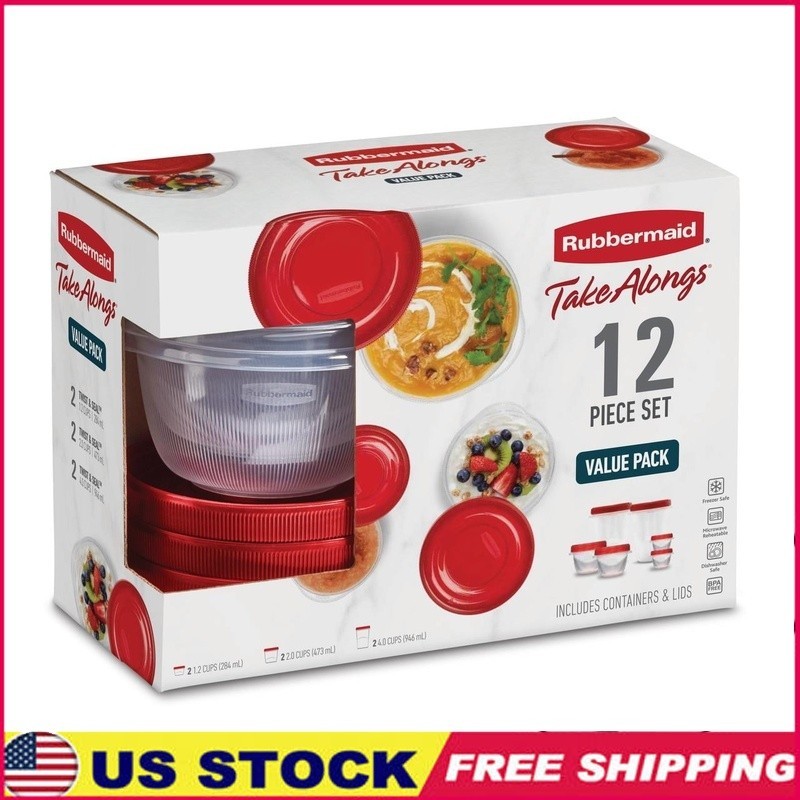 12 Piece Food Storage Containers Set BPA Free Stackable Microwave Freezer Safe