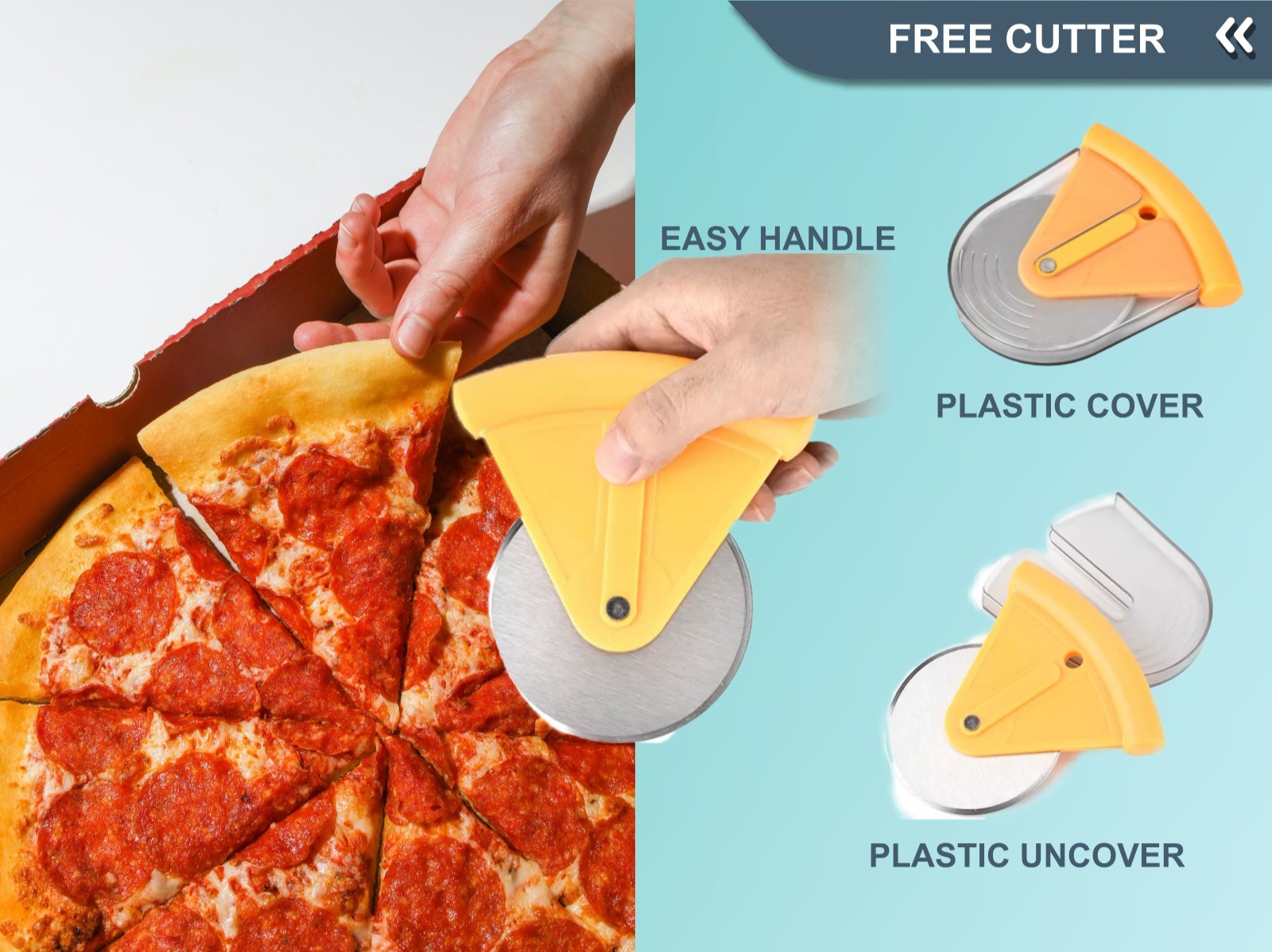 Pizza Slice Storage Box Silicone Collapsible Pizza Saver + Cutter Red-Orange