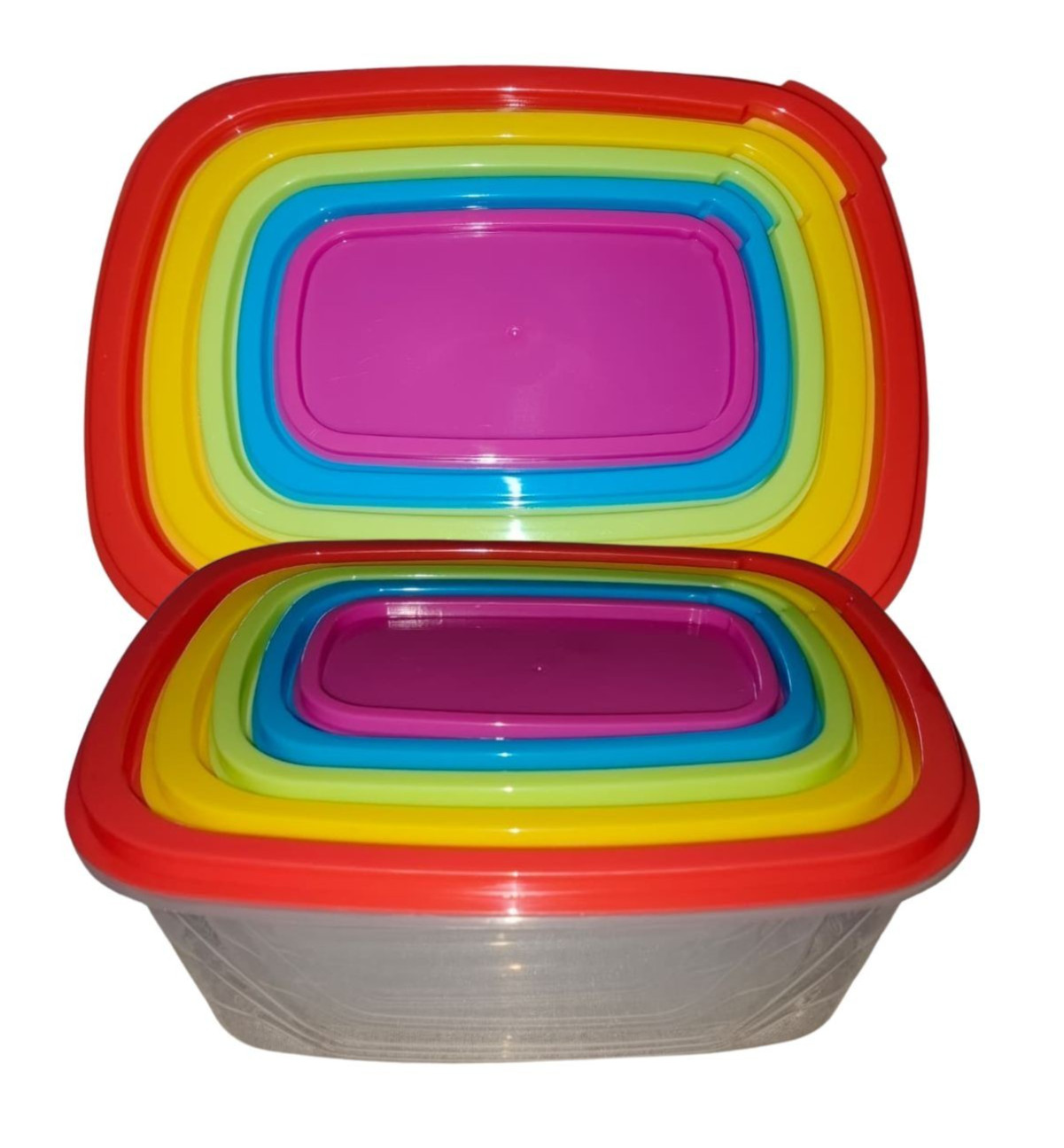 Rainbow Nesting Food Storage Containers Set Multi-Size Plastic Lunch Box