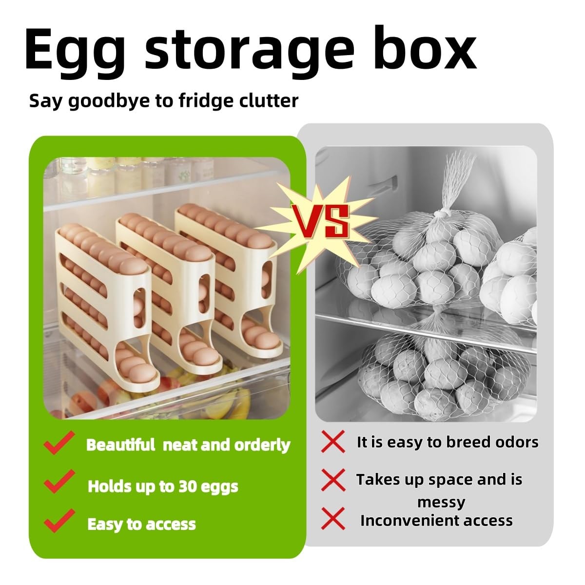 Egg Holder for Fridge, Egg container for refrigerator, Space-Saving Automatic…