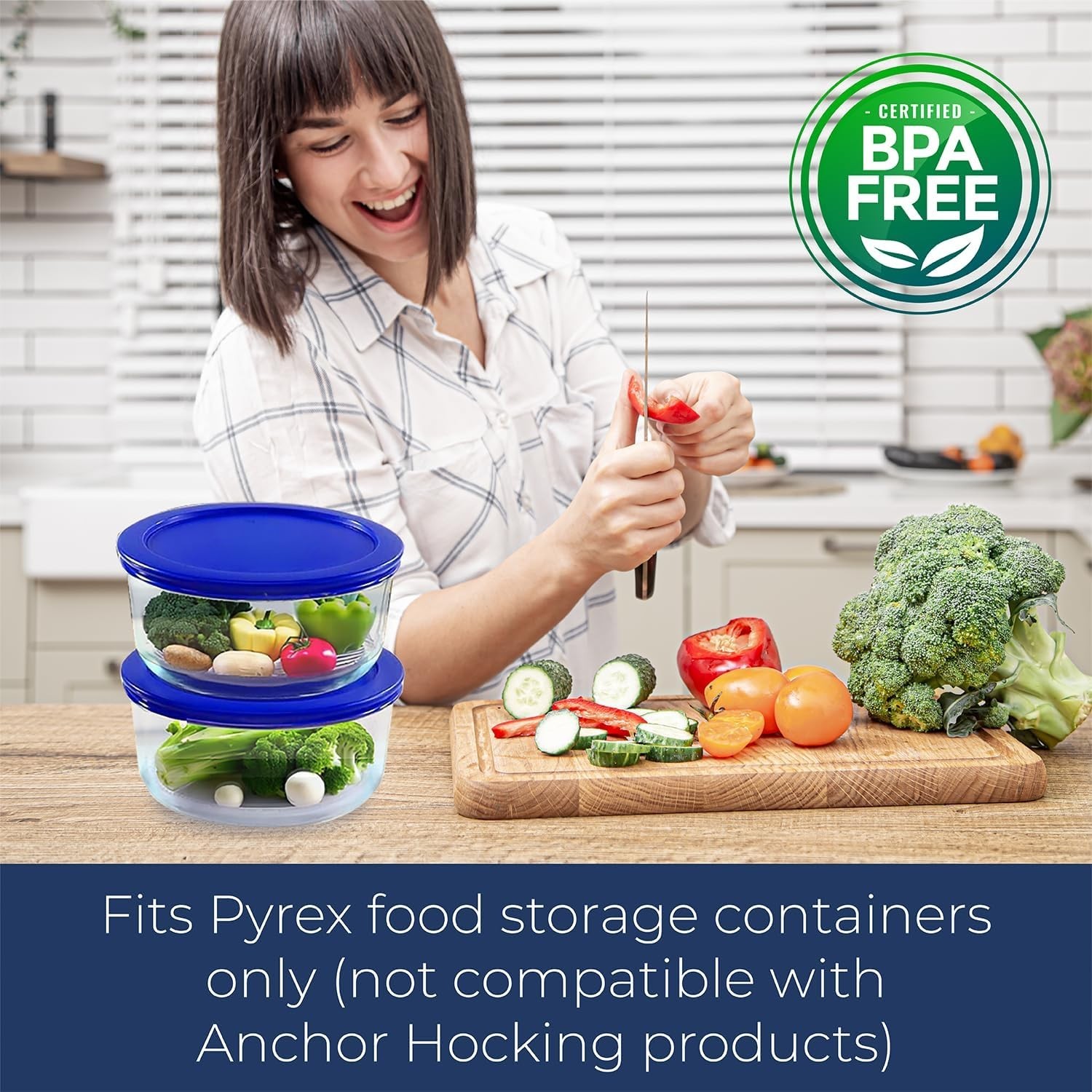 Replacement Lids for Pyrex Containers Round Food Storage BPA-Free Leak Proof