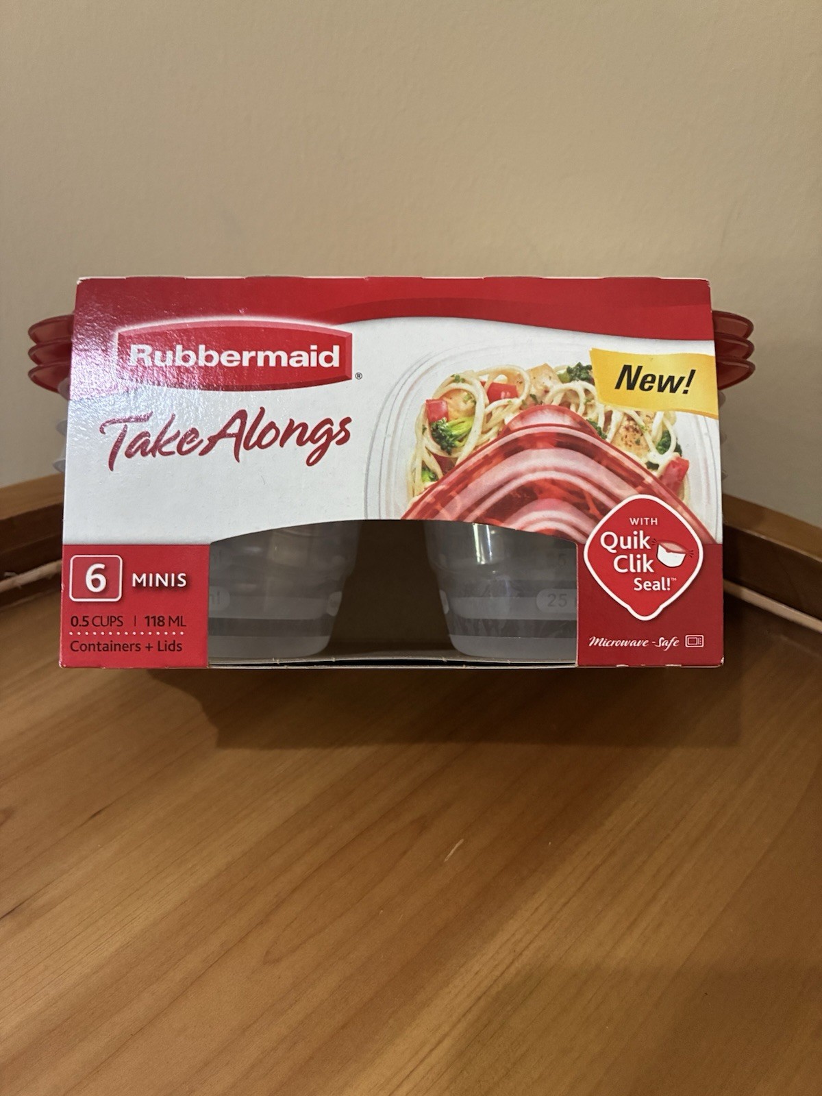 Rubbermaid TakeAlongs Red Food Storage Containers Set 6 MINIS 0.5 CUPS NEW