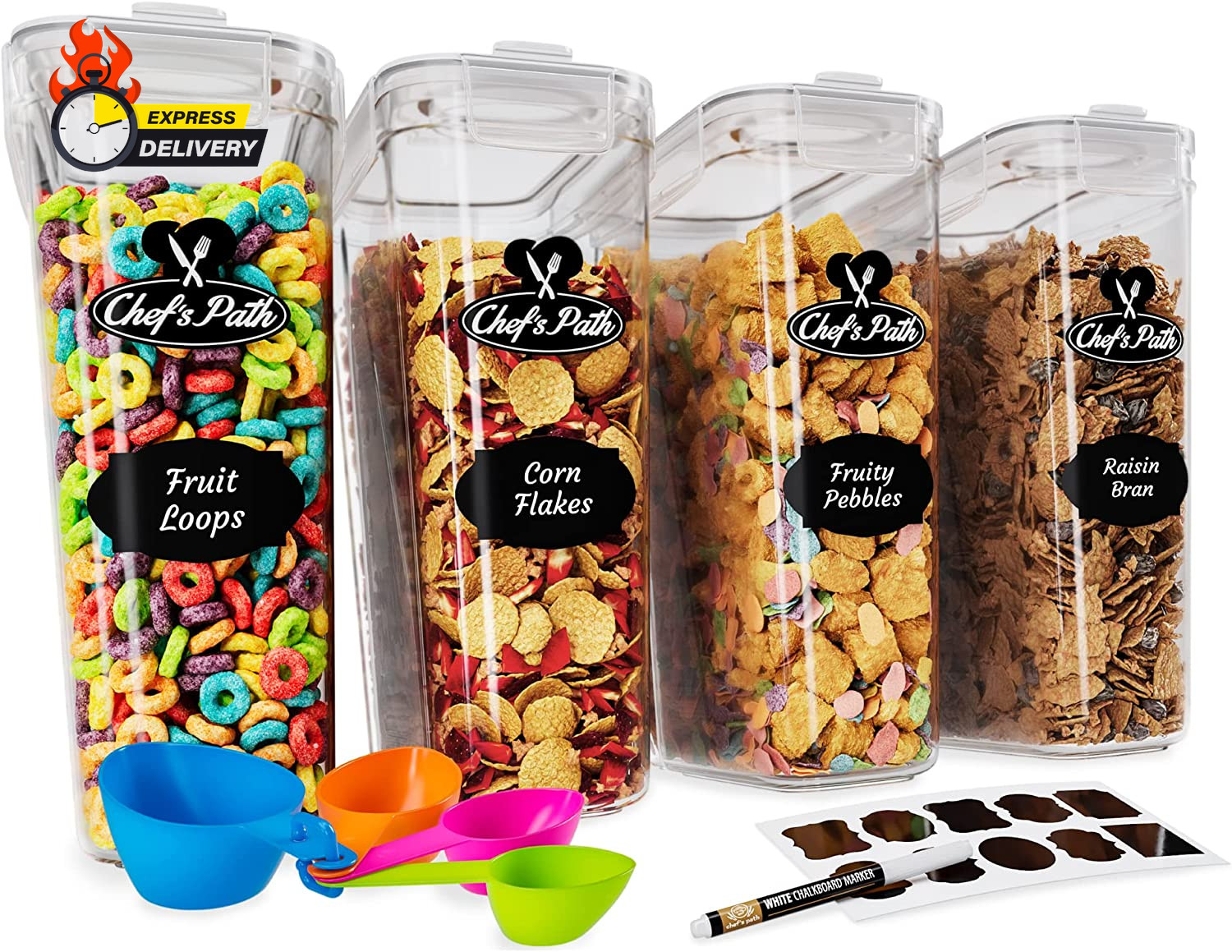 Cereal Containers Storage Set Large (4L,135.2 Oz), Airtight Food Storage Contain