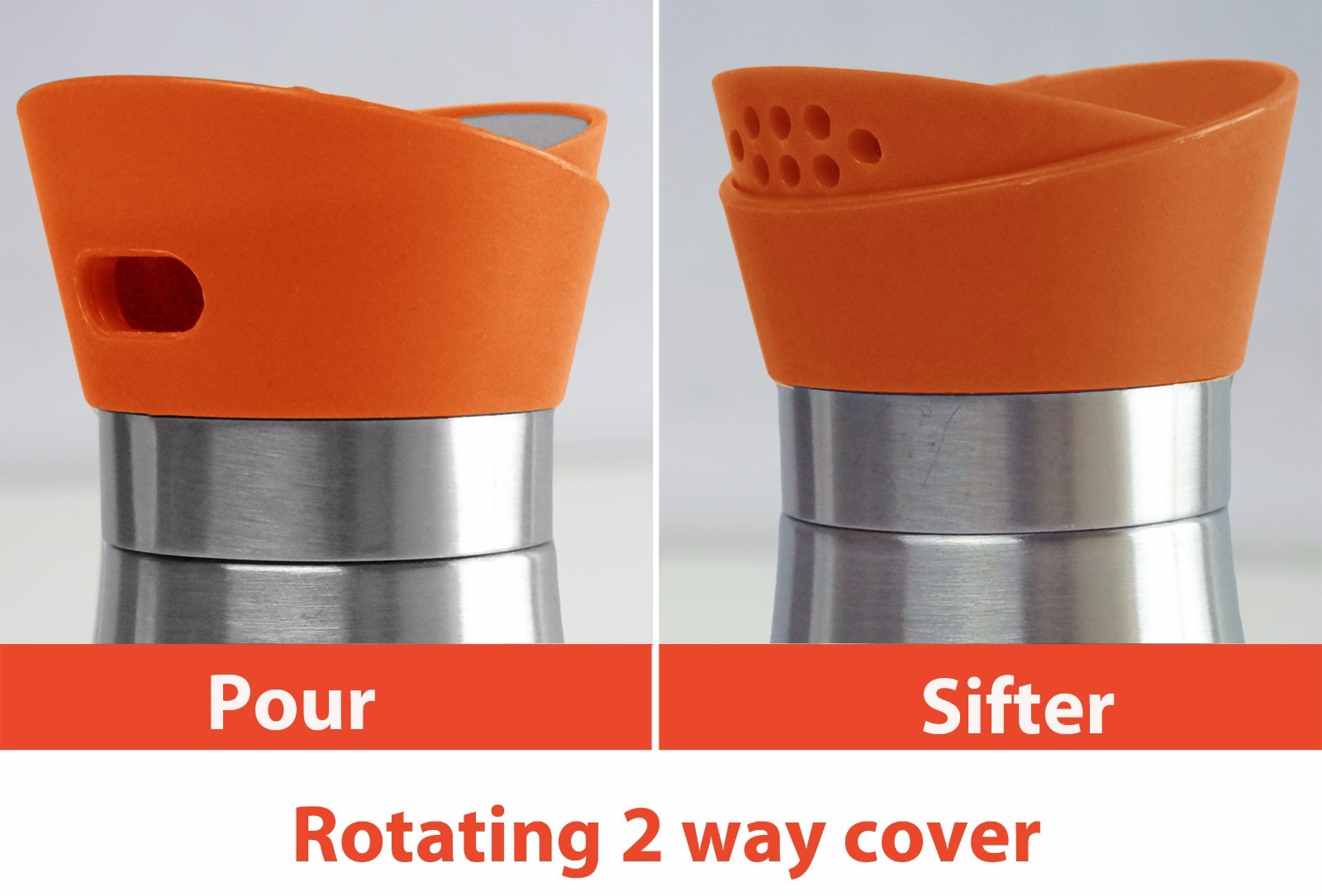 1 Pc Stainless Steel Salt Pepper Spice Sugar Shakers Glass Bottom Rotating Cover