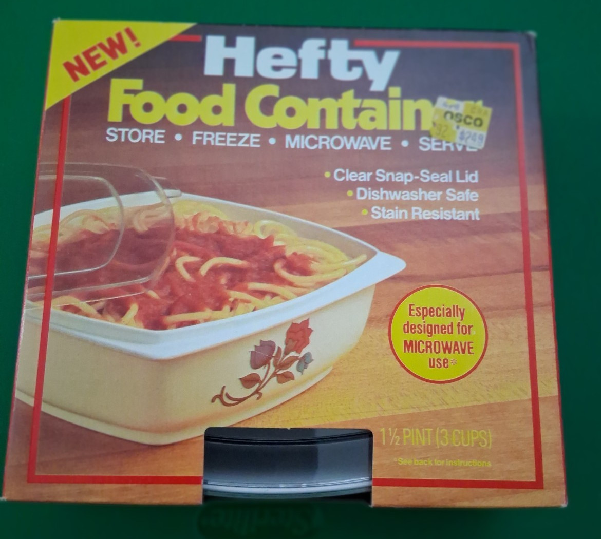VINTAGE 1981 Hefty Microwave Food Container Floral Design 1 1/2 Pint 3 Cups