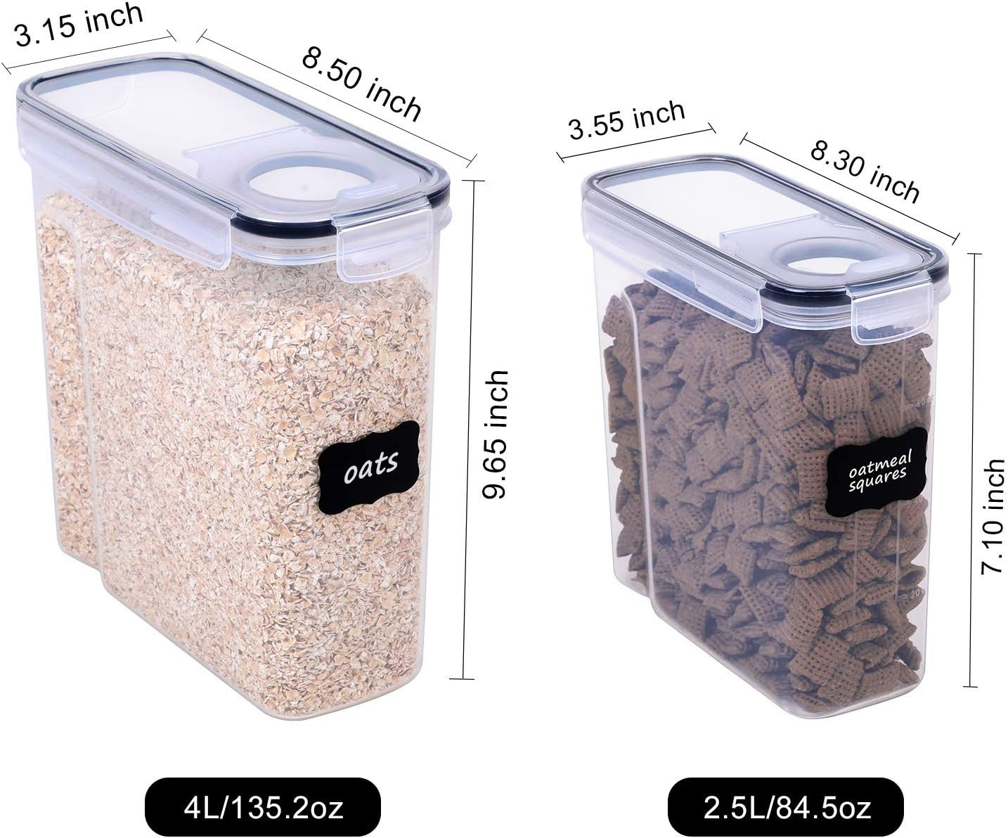 Cereal Containers Storage Set – 6 Piece Airtight Large Dry Cereal Storage Contai