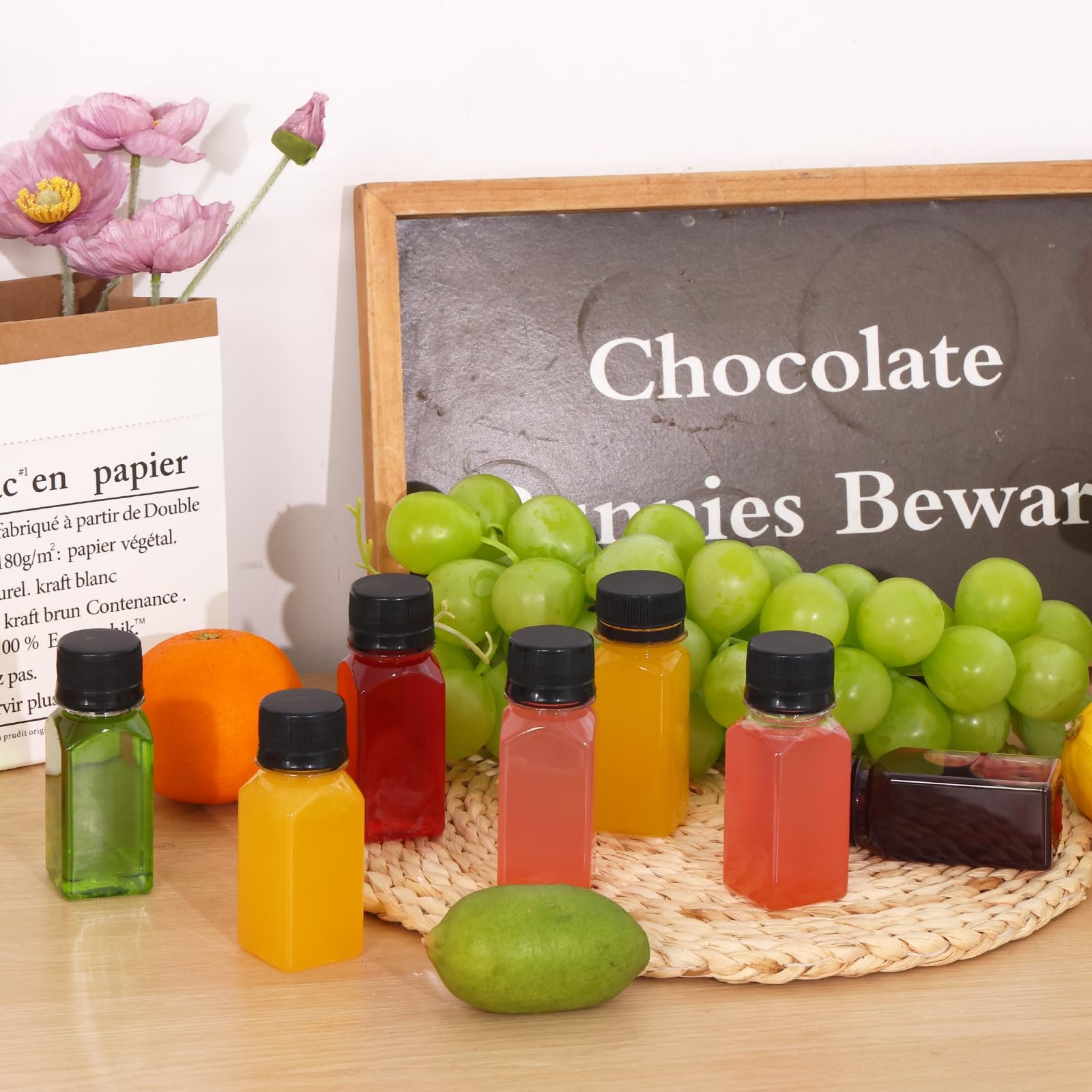 14pcs 2oz Ginger Shots Bottles with Caps, Small Plastic Juice Bottles for Liq…