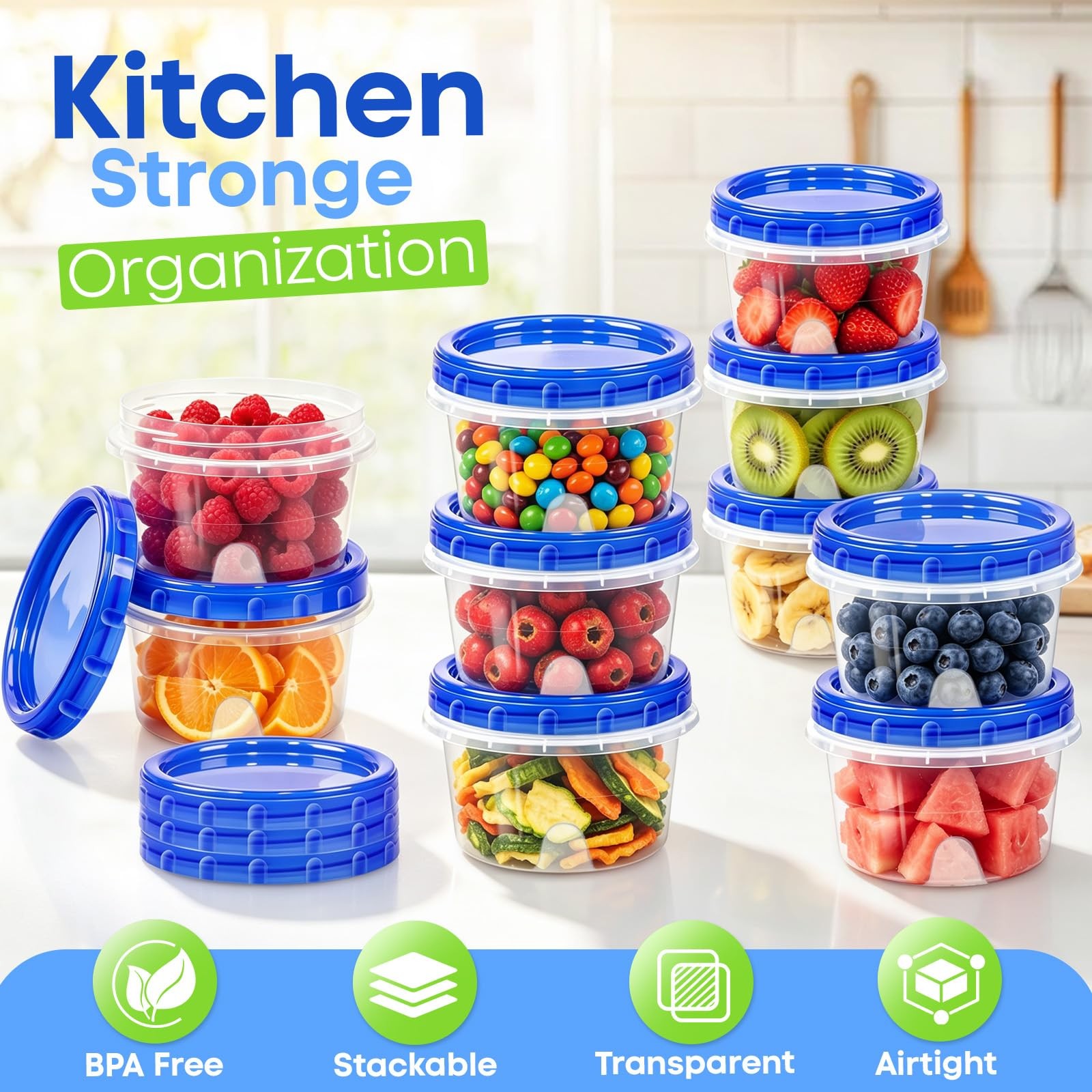 Freezer Storage Containers, 6 Pack-16 Oz Food Storage Containers with Twist T…