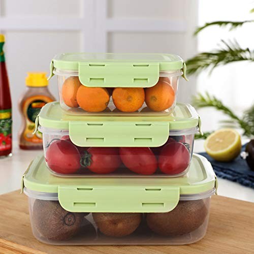 Food Storage Containers Set with Airtight Lids – 3 Pack BPA-Free Plastic Meal…