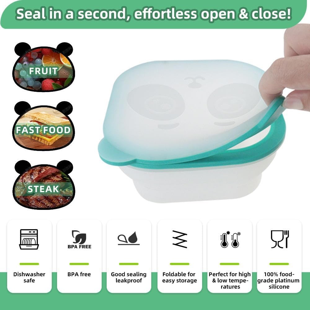 Foldable Magnetic Food Storage Container Transparent Food Grade Silicone Durable