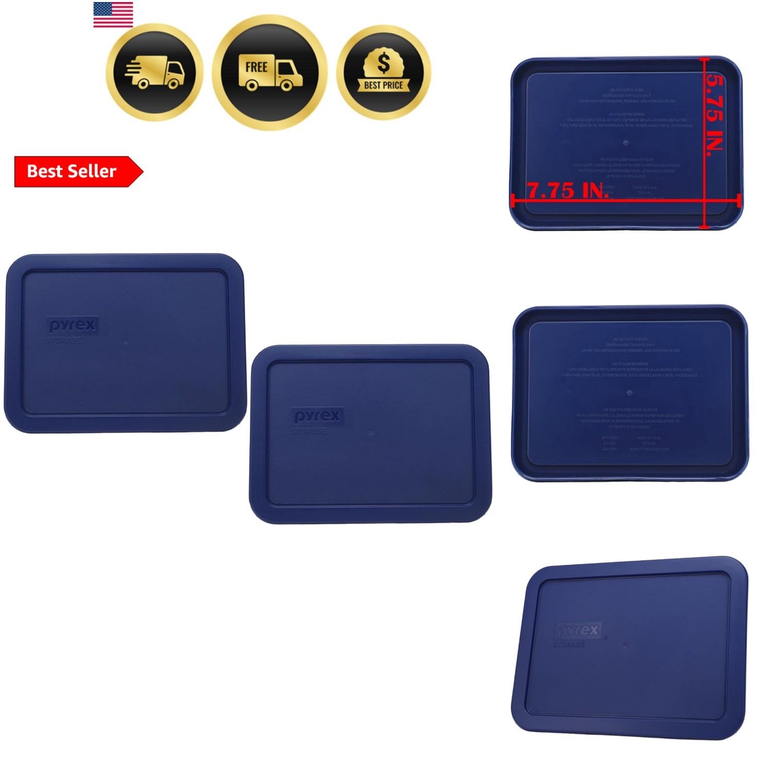 7210-PC 3-Cup Blue Food Storage Replacement Lid 2-Pack – Made in the