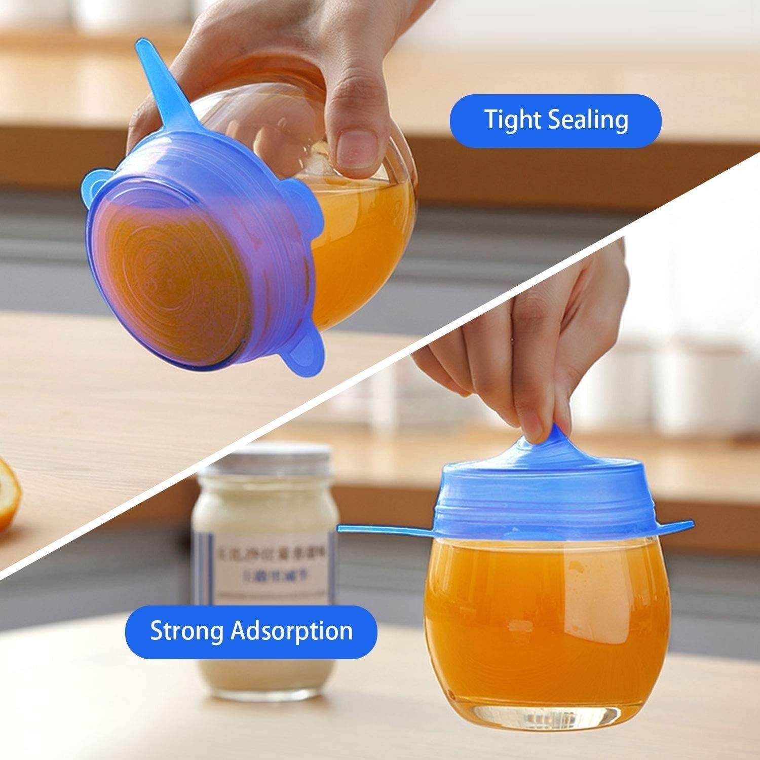 Space Efficient Silicone Stretch Lids – 6 Pack for Eco-Friendly Food Storage