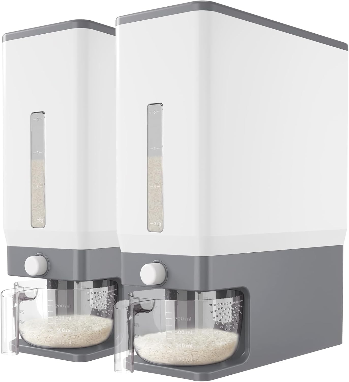 2 Pack Rice Dispenser 25 Lbs(11.3kg Rice Storage Container Sealed Moisture Proof