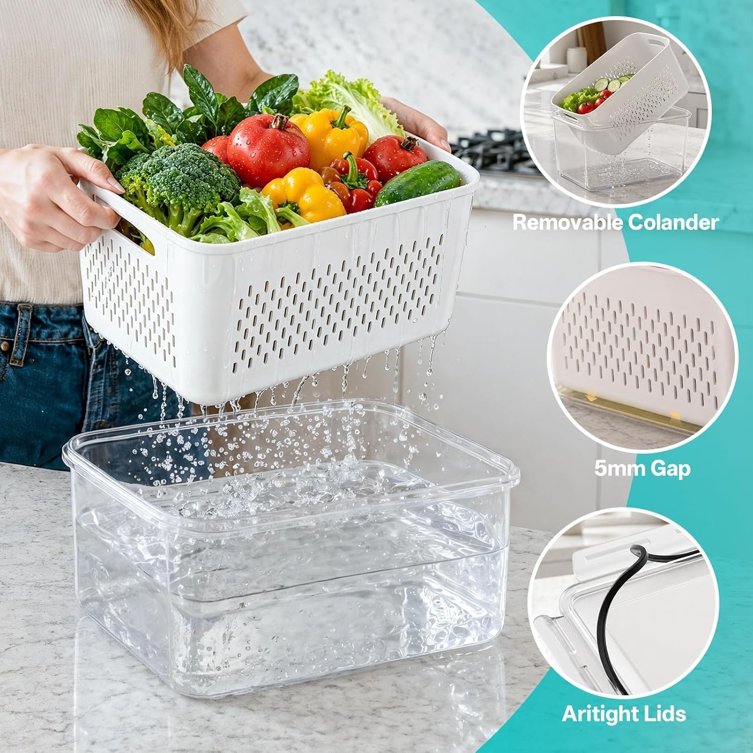 Fruit Storage Containers for Fridge 4 Pack Produce Saver Berry Salad Lettuce Set