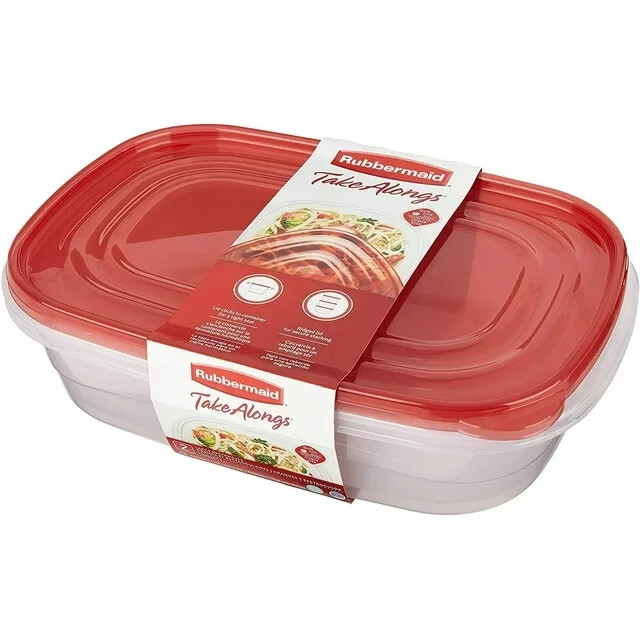 Rubbermaid TakeAlongs 1 Gallon 2 Packs Large Rectangular Food Storage Containers