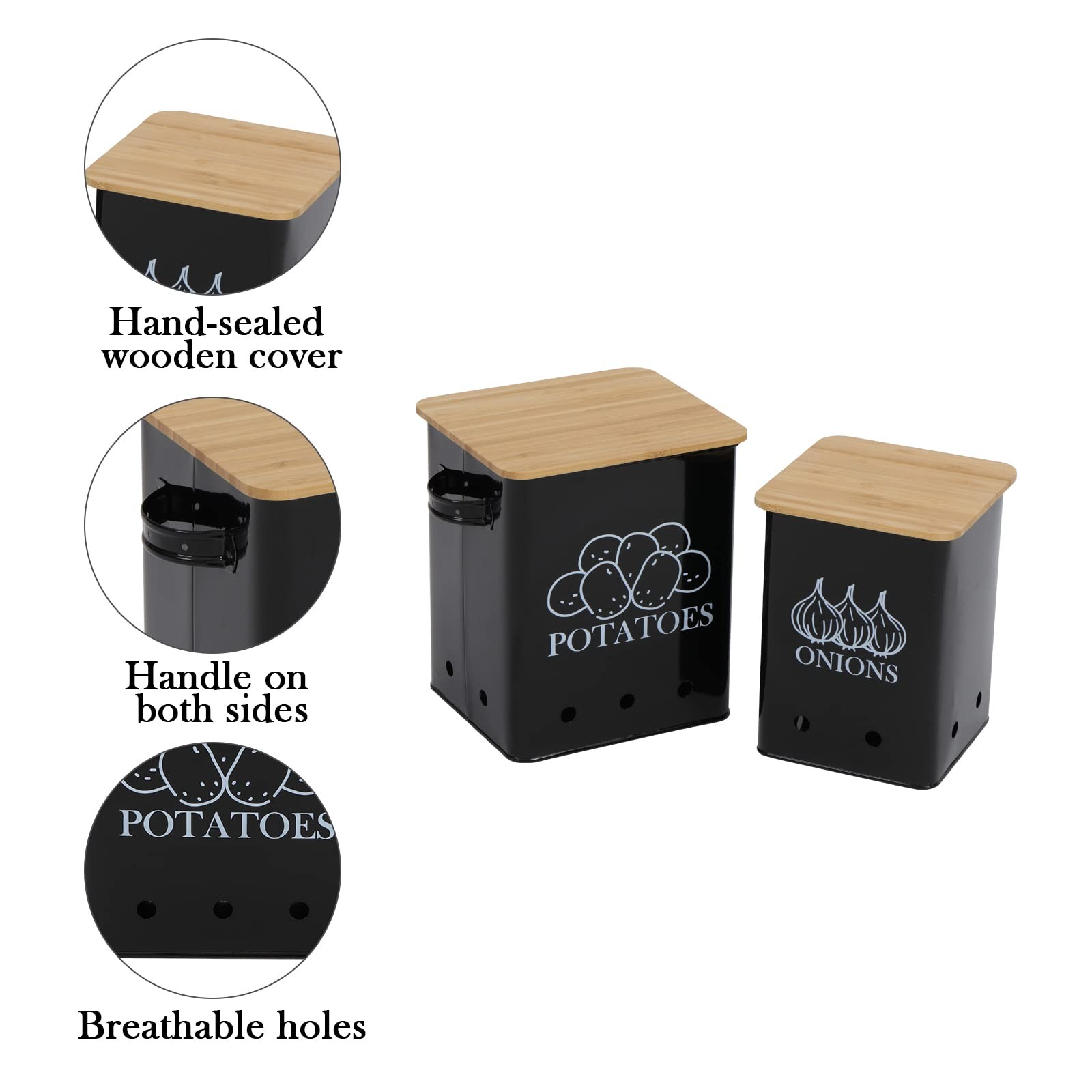Potato Onion Storage Bin, Kitchen Storage Canister Set of 2, Kitchen Pantry Orga