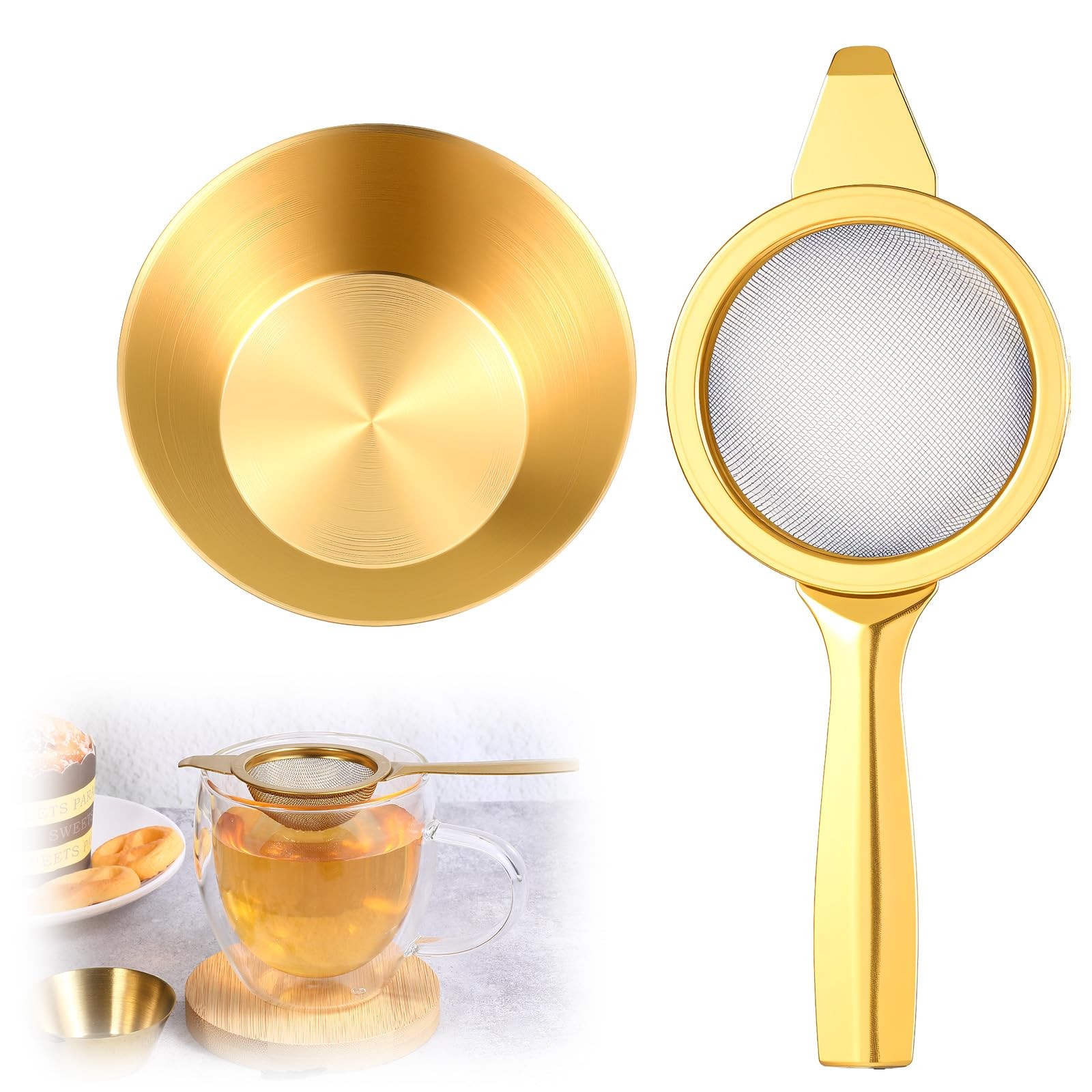 2.2″ Gold Matcha Sifter Strainer 30 Fine Mesh Small Small,