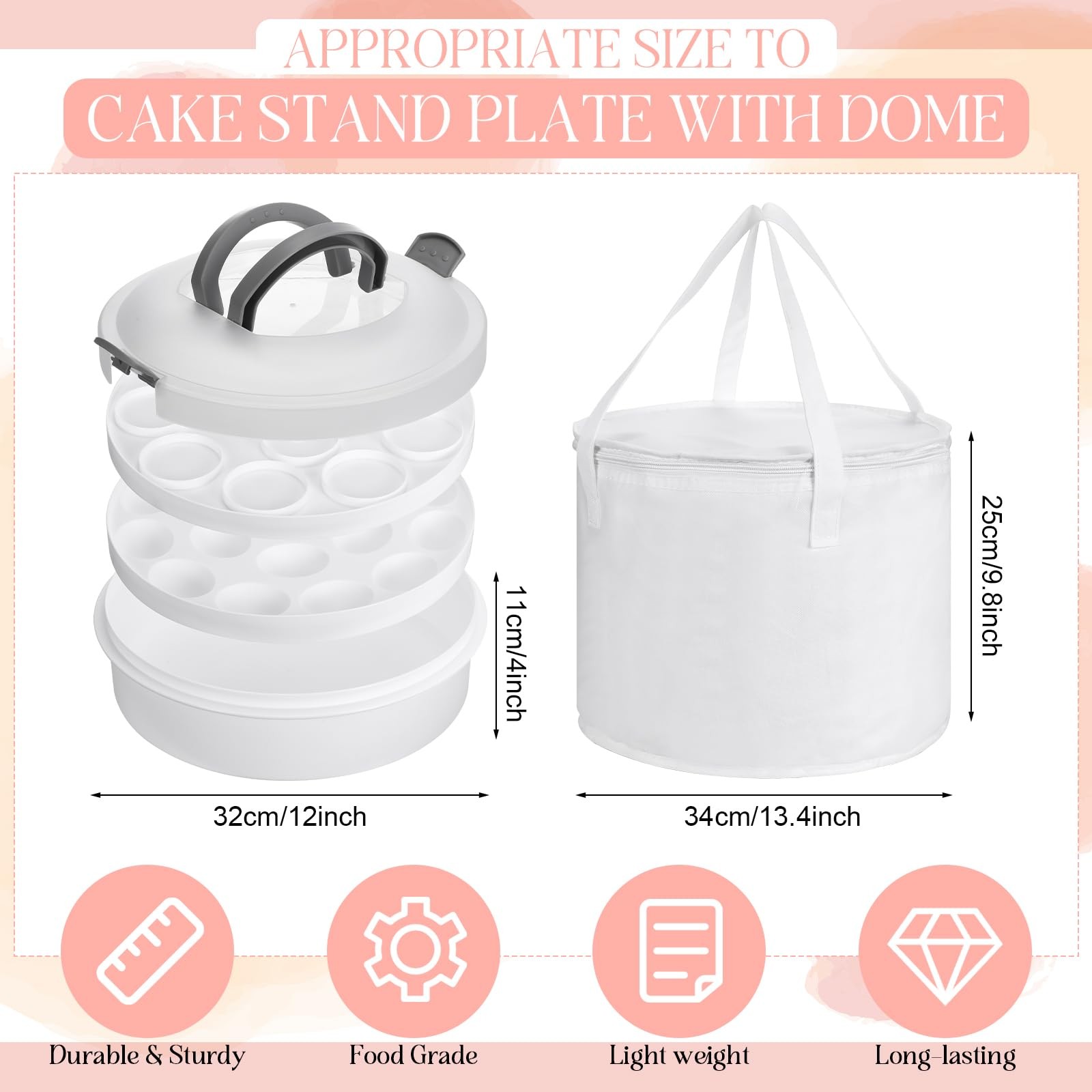 Set of 3 12” Round Pie Holder Insulated Thermal Casserole Carriers for Hot o…