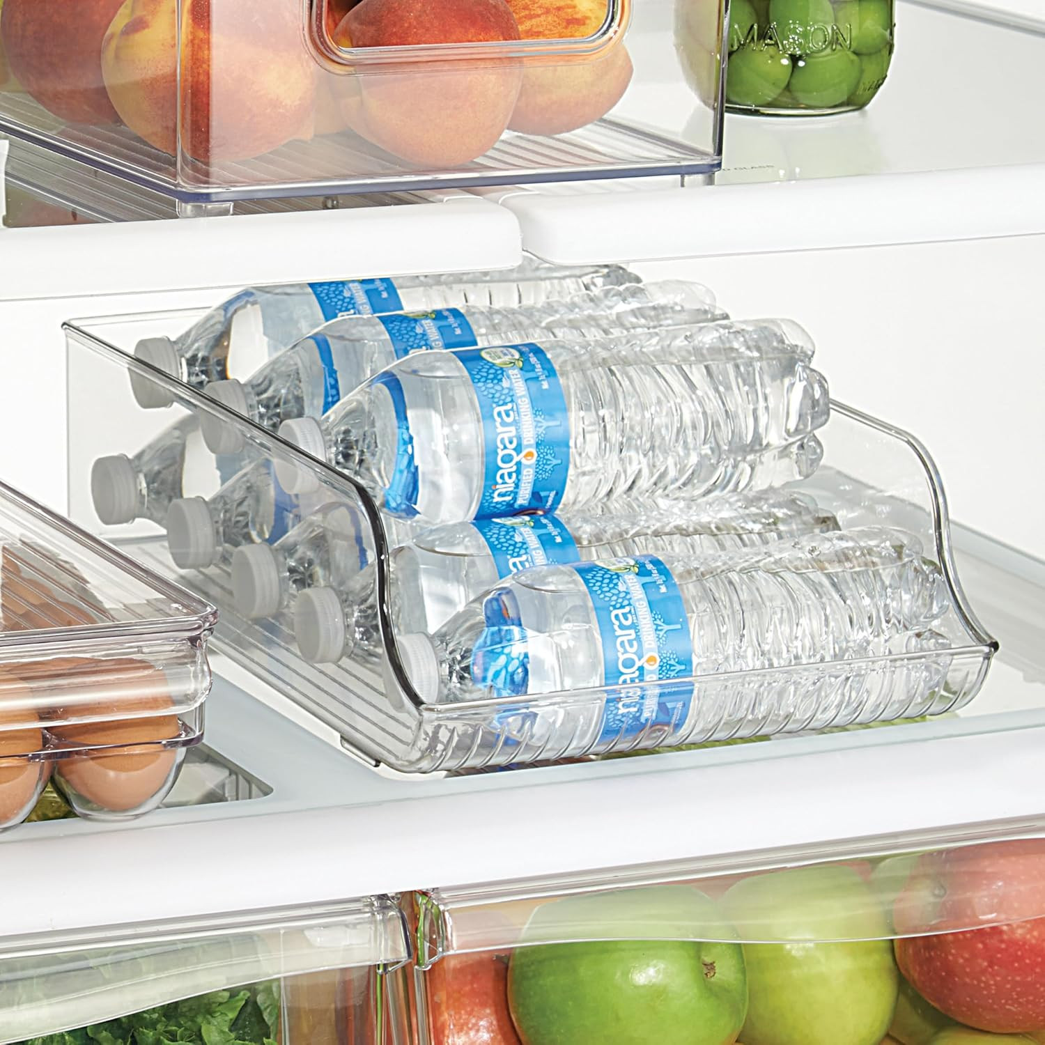 Water Bottle Organizer for Fridge or Pantry – Clear – Made in USA