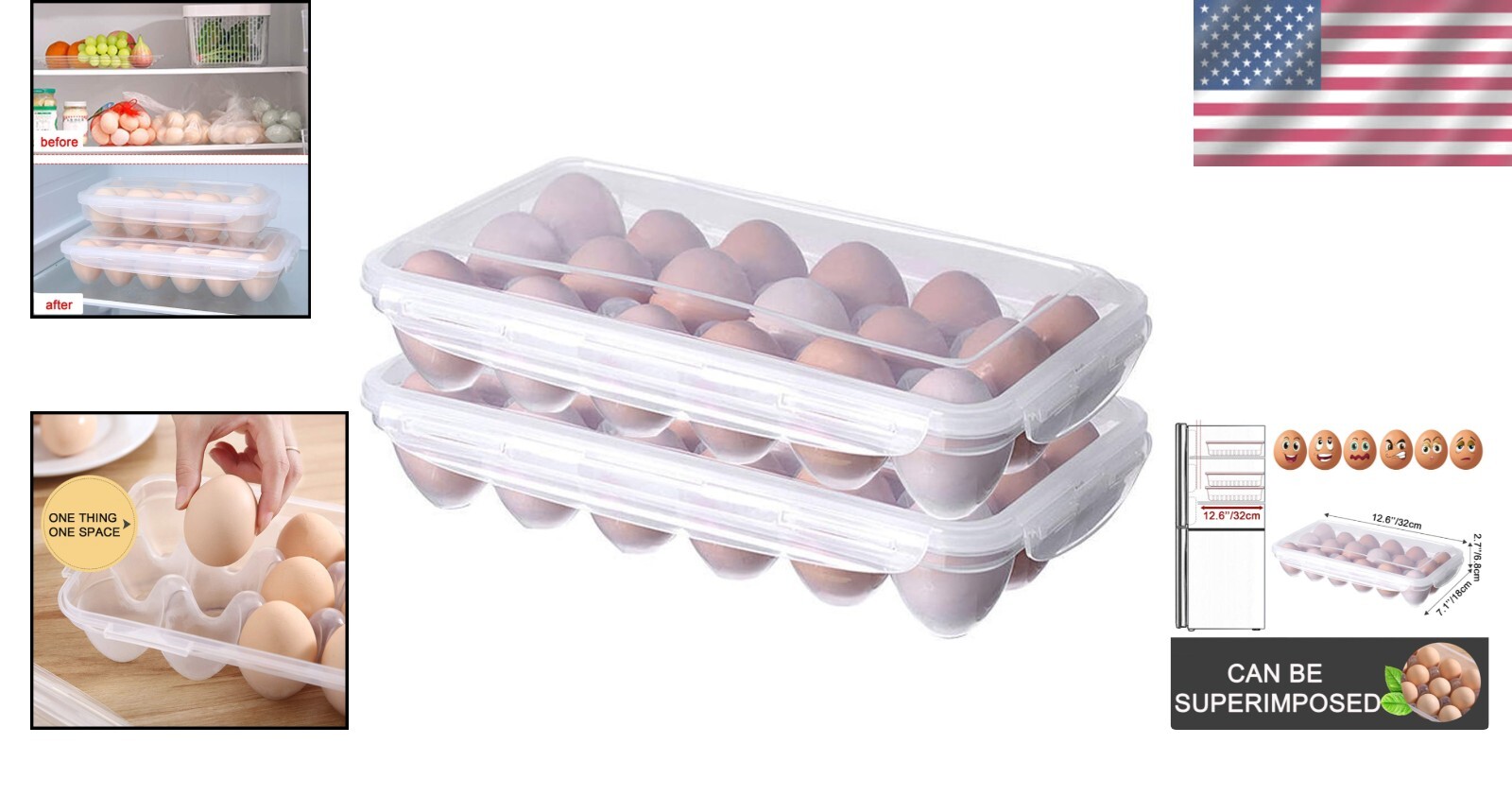 Compact Covered Egg Trays for Refrigerator – Deviled Egg Carrier, 2 Pack