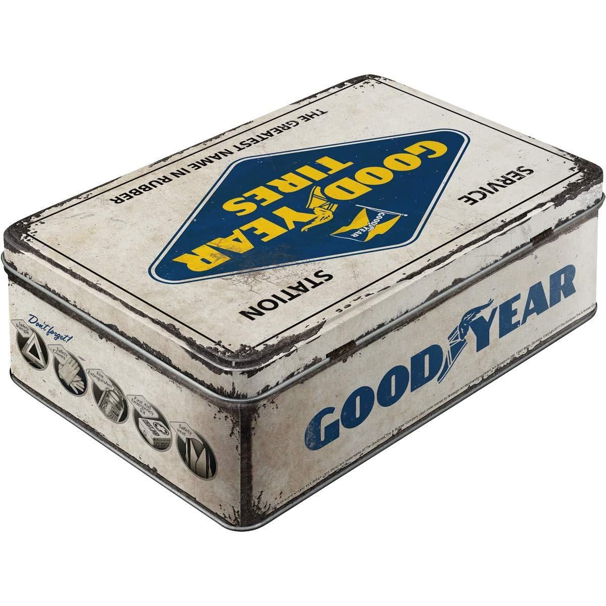 Nostalgic-Art – Flat Tin Box Metal Storage Container Cookie Jar – Goodyear
