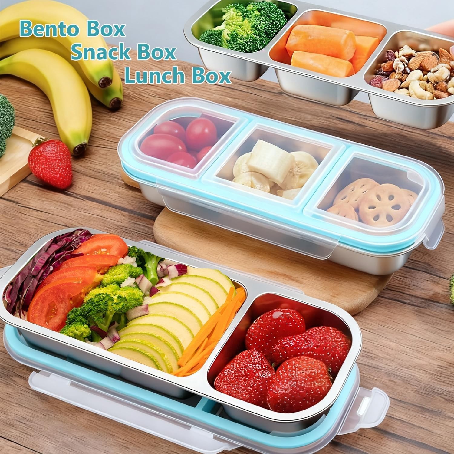 Portable 0.7L Stainless Steel Snack Container Set with Spoon – Dishwasher Safe